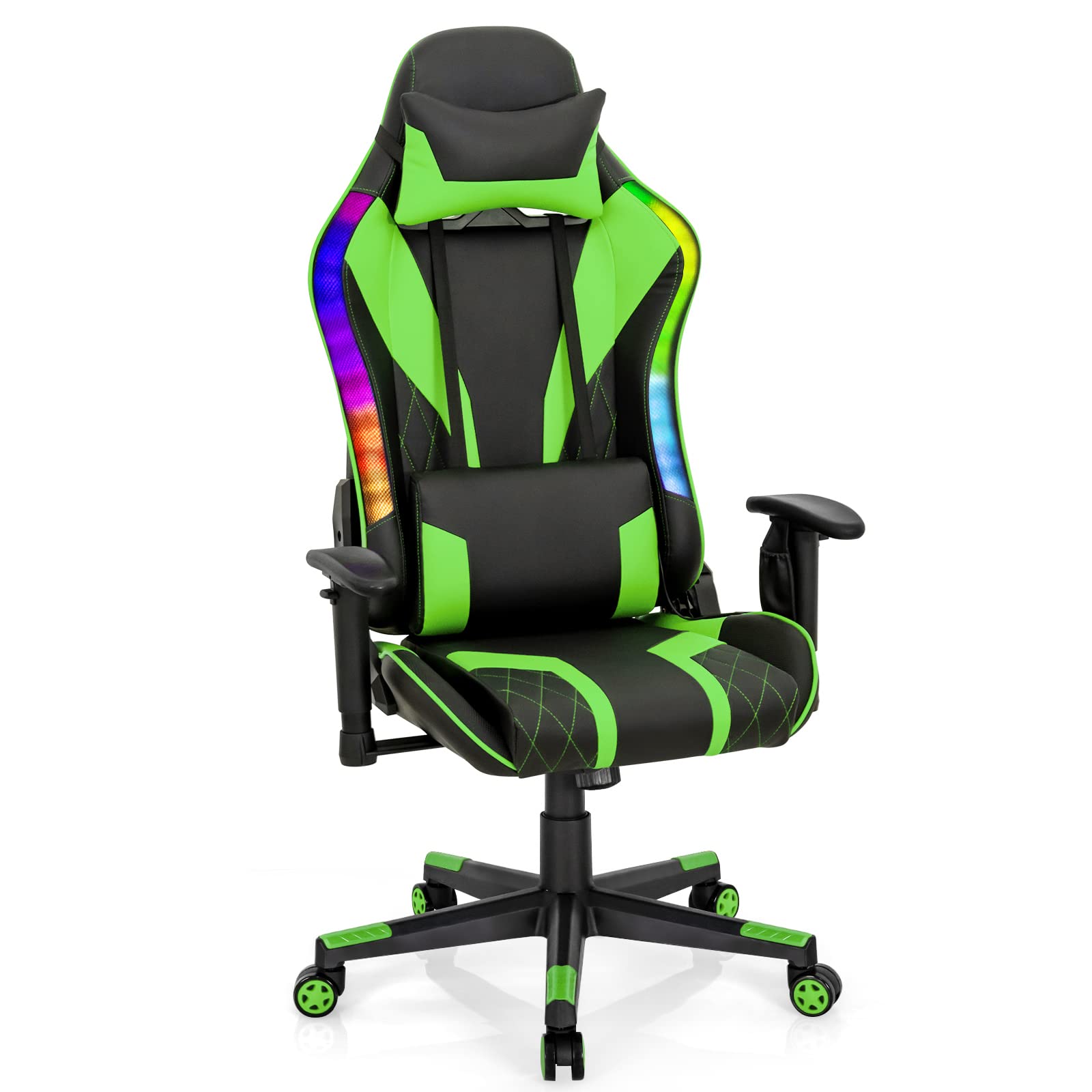 Giantex Gaming Chair with RGB LED Lights, Ergonomic Video Game Chair 