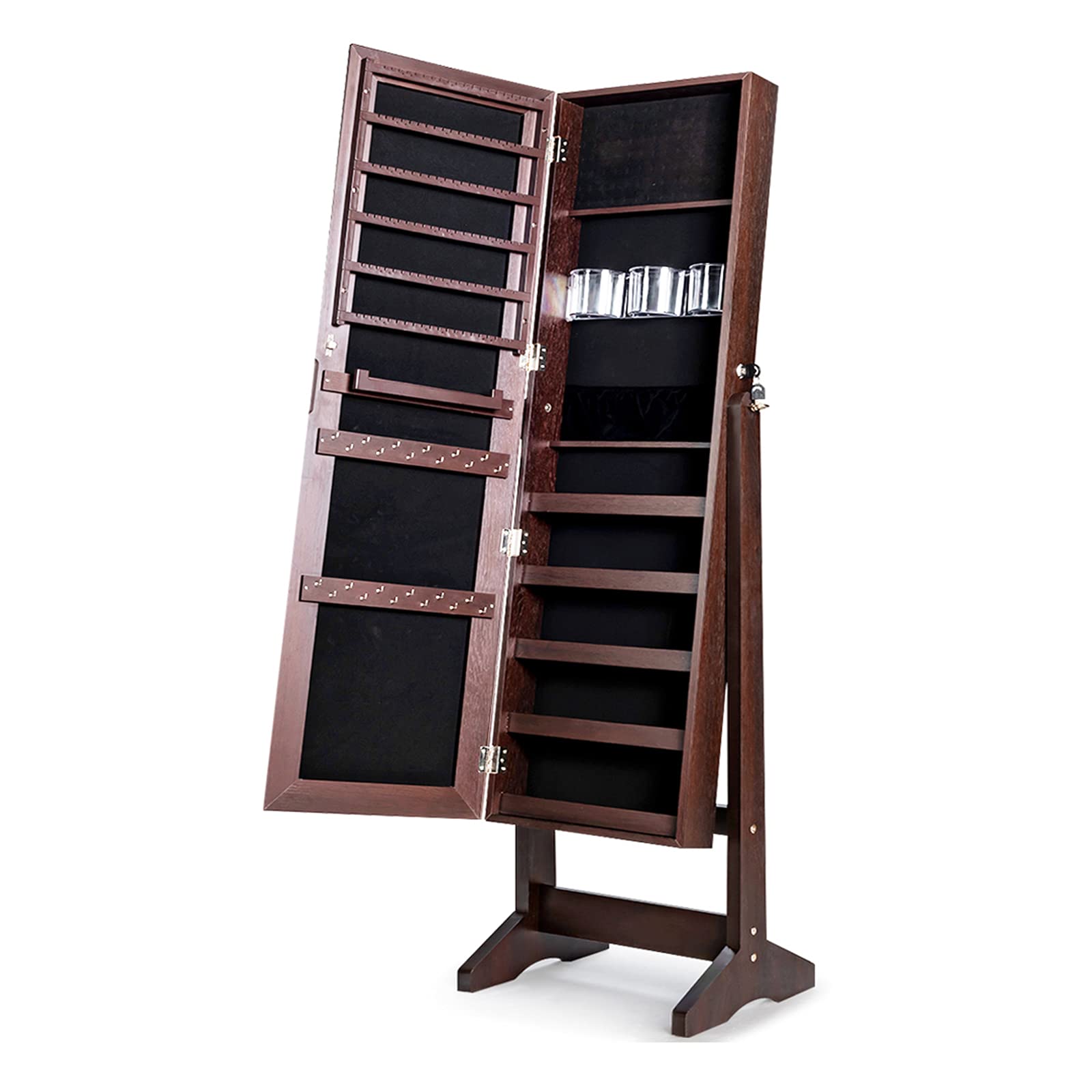 CHARMAID Jewelry Armoire Cabinet with Frameless Full Length Mirror