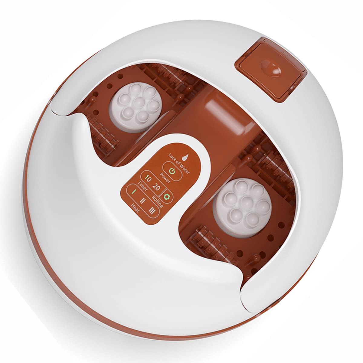 Giantex Steam Foot Spa Bath Massager w/3 Heat Levels, Pedicure Massage Rollers, Foot Spa Massager for Stress Relief (Brown/Gray) 