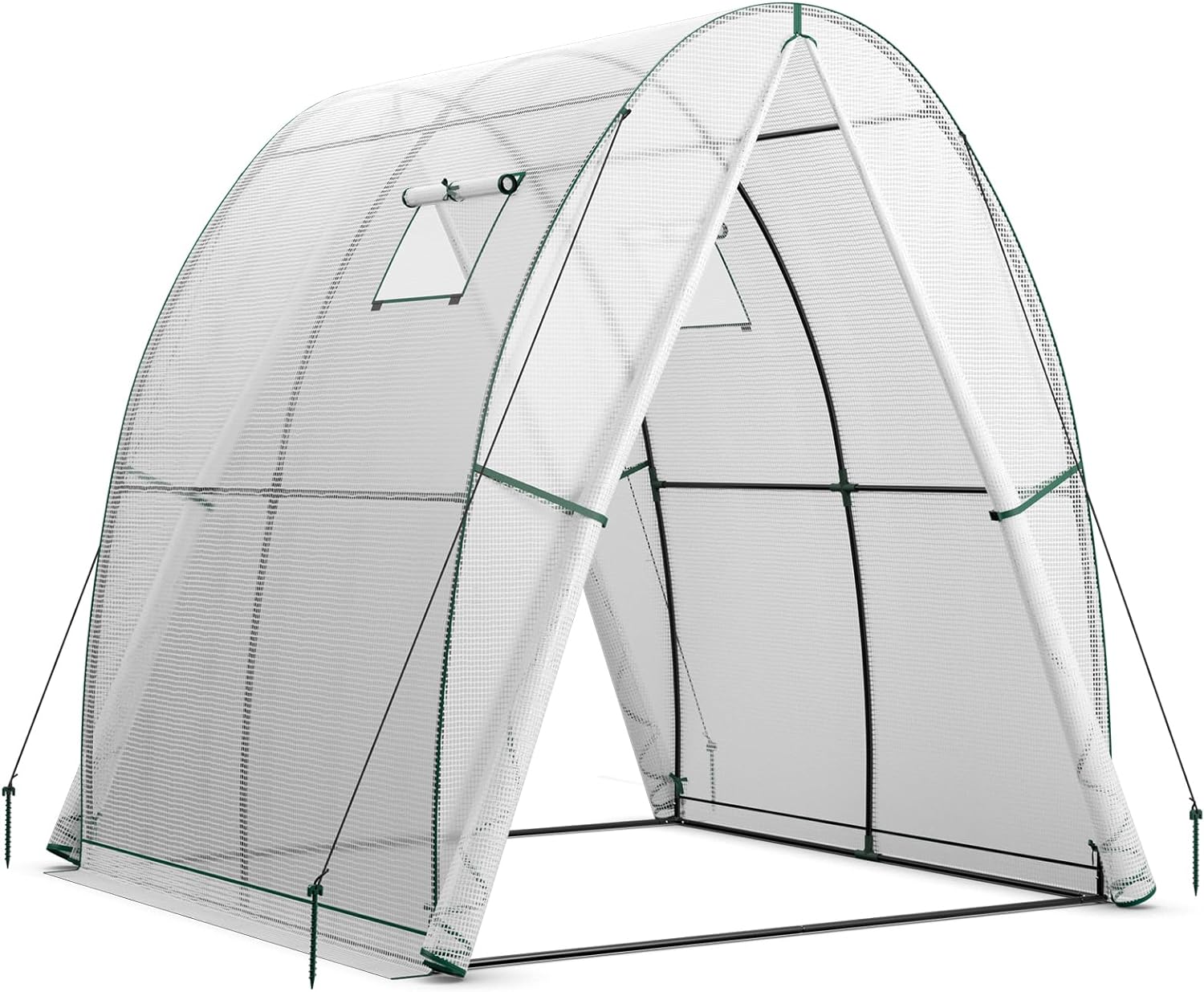 Giantex 6x6x6.6 FT Greenhouse, Outdoor Wall-in Tunnel Greenhouse with Ground Stakes, Rope, 2 Zippered Doors 