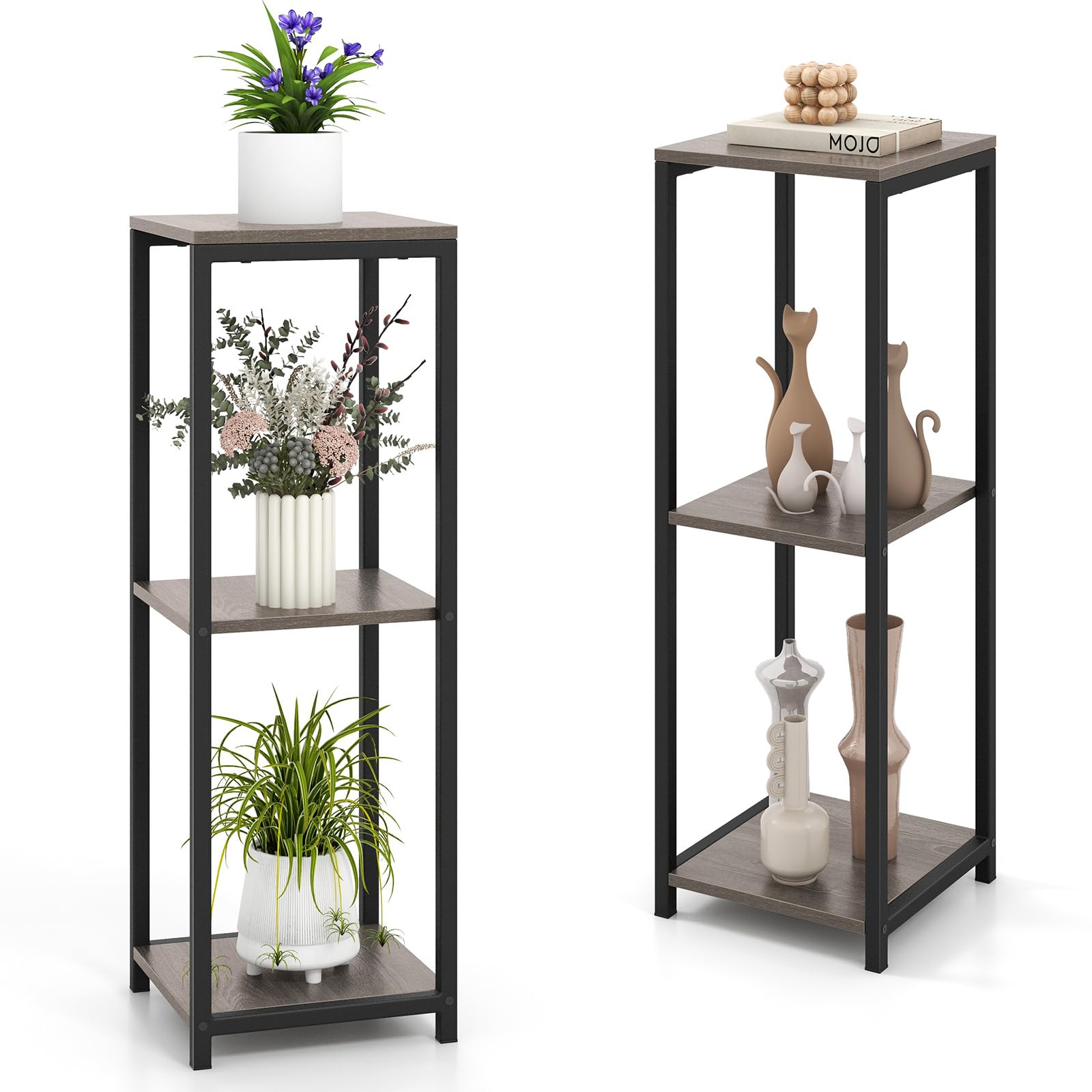 Giantex 3 Tier Tall Plant Stand Indoor, 36 Inch Corner Plant Holder with Metal Frame 