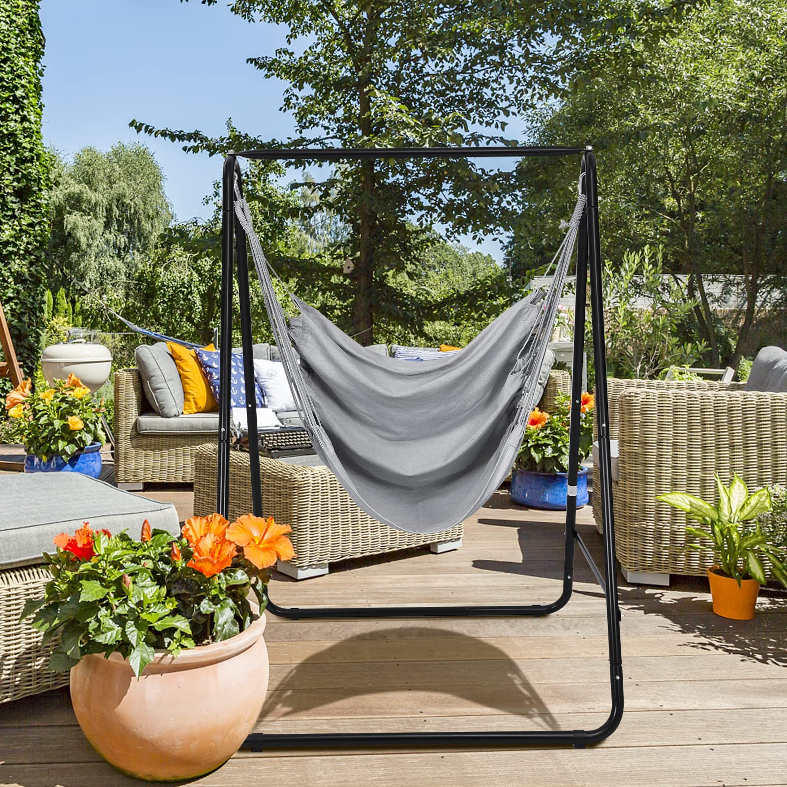 Heavy-Duty Powder-Coated Steel Stand with Hanging Swing Chair 
