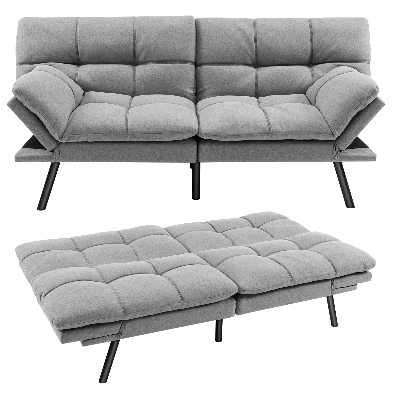 Giantex Futon Sofa Bed, Convertible Memory Foam Futon Couch Sleeper 