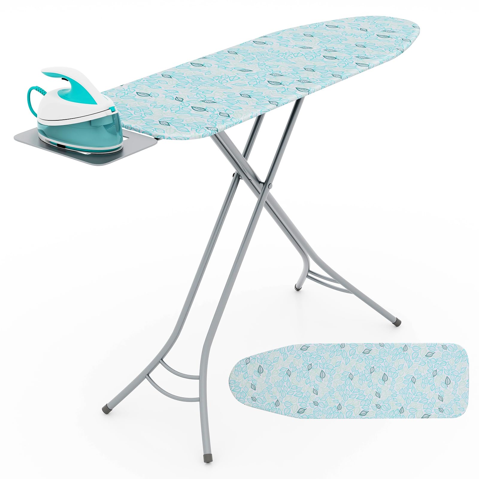 Giantex Foldable Ironing Board with Iron Rest, Heat Resistant Cover, 48.5" x 15.5" Ironing Surface, 27"-36" Adjustable Heights 