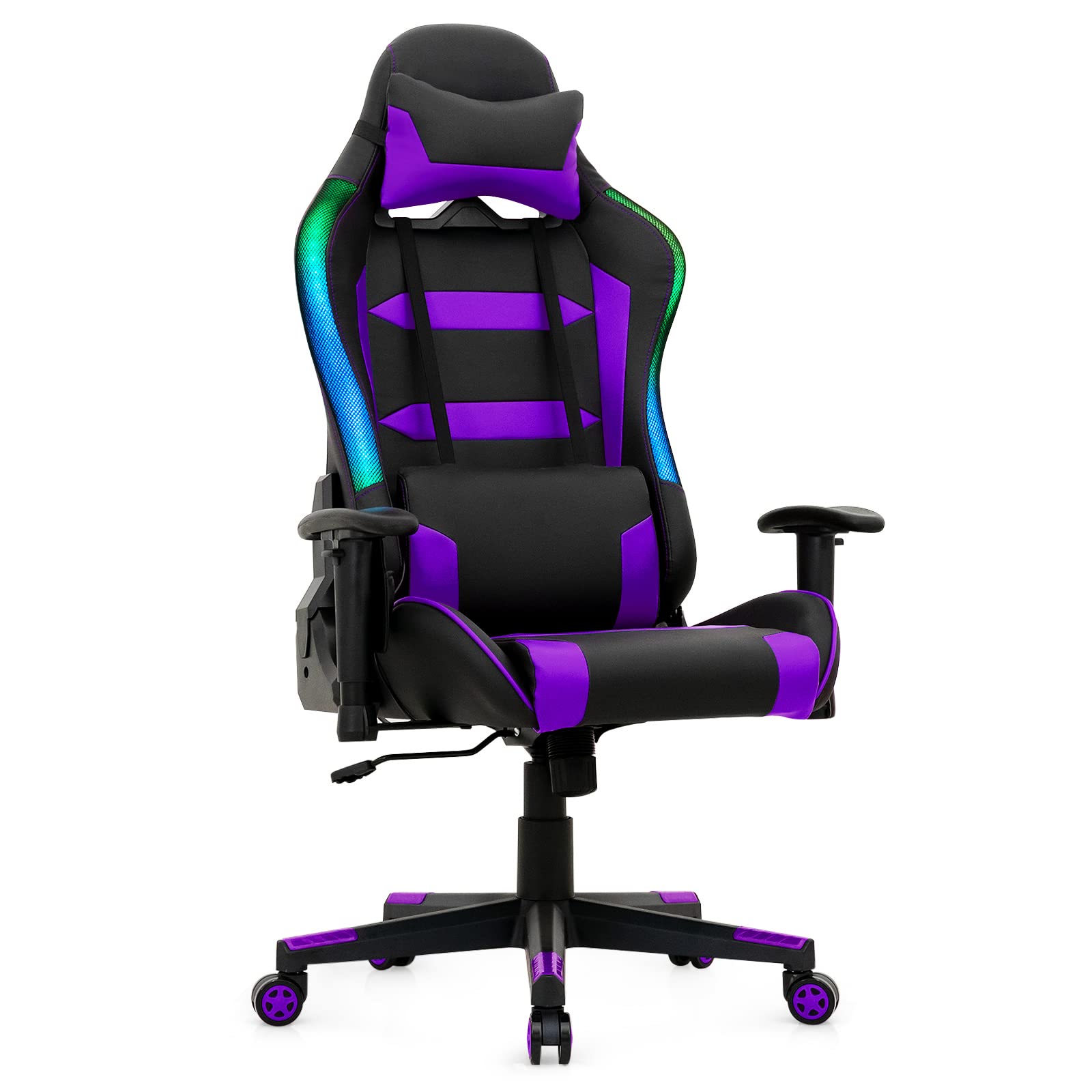 Giantex RGB Gaming Chair, Ergonomic Video Game Chair with Led Light 