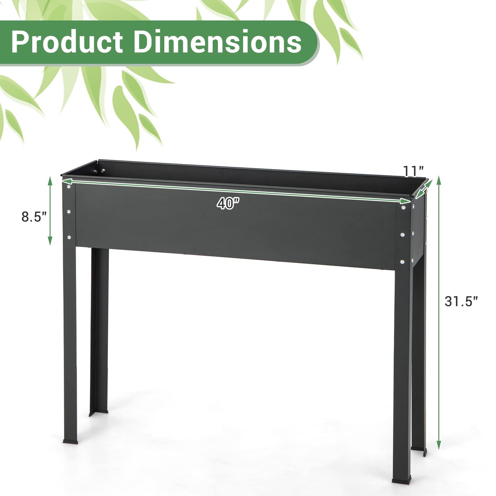 Giantex Raised Garden Bed, Metal Planter Box with Legs, Drain Hole, Outdoor Indoor Elevated Garden Box 