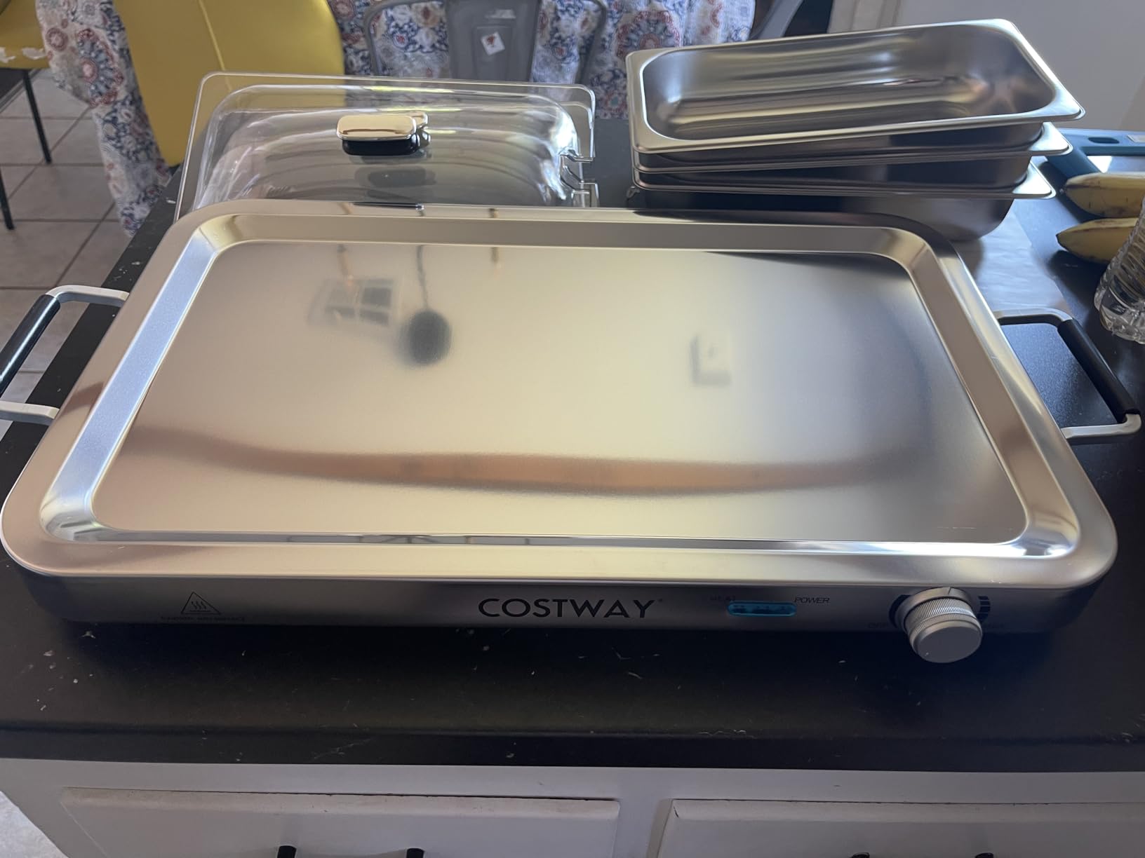 Giantex Buffet Server & Electric Food Warmer, 2-in-1 Food Warming Tray, Adjustable Temperature 