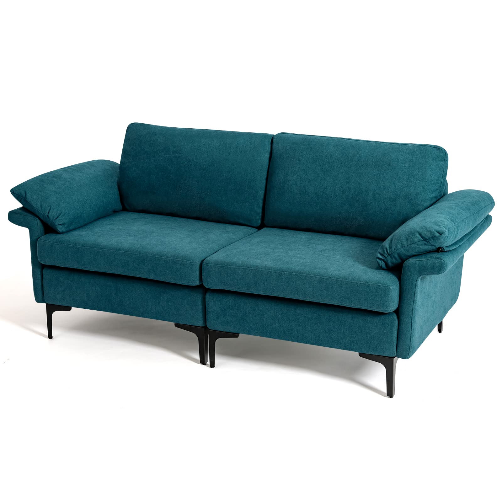 Giantex 72.5" L Loveseat, 2-Seat Sofa Couch with Removable Armrest Pillows 