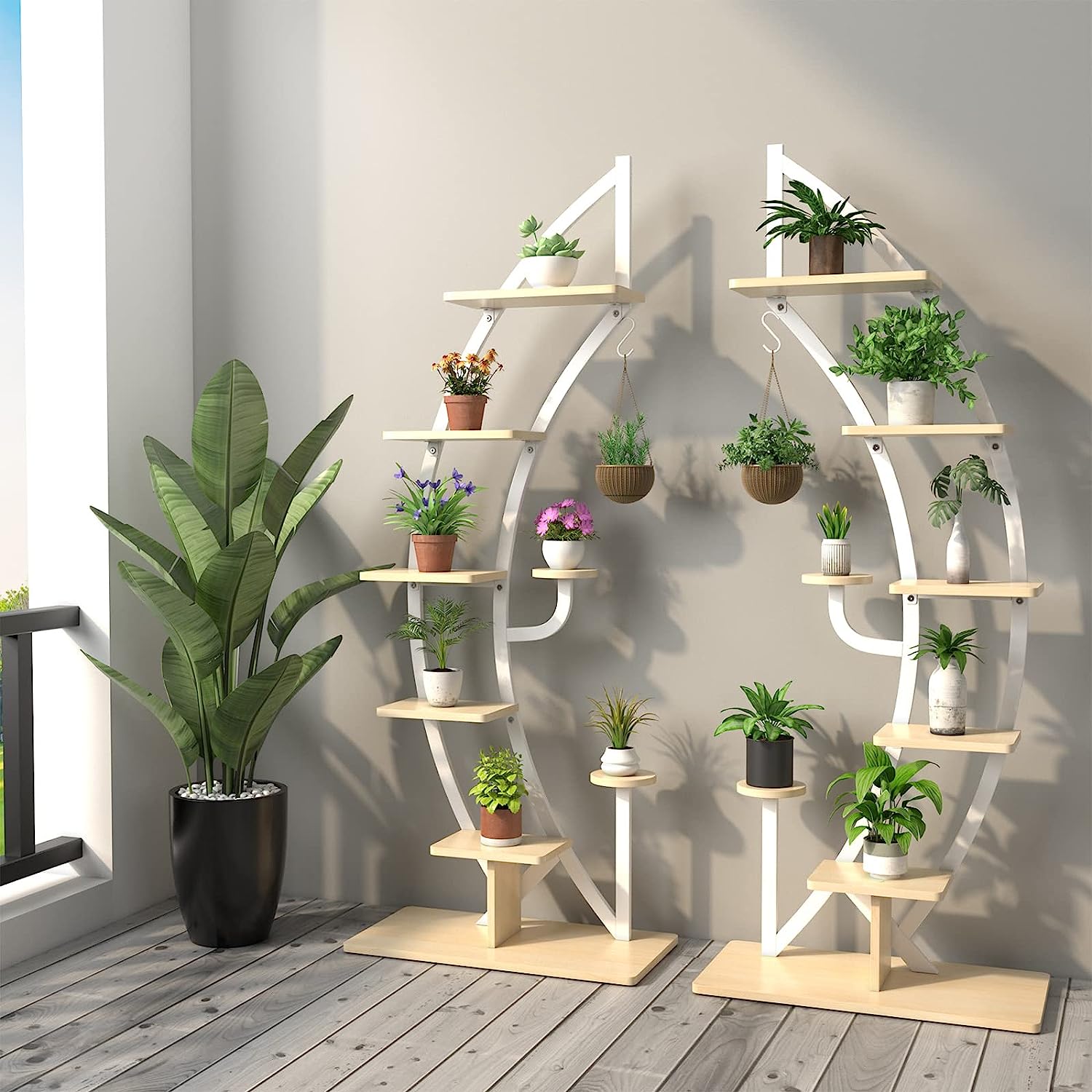 Giantex 6 Tier Metal Plant Stand Indoor, 61" Half Moon Plant Shelf 