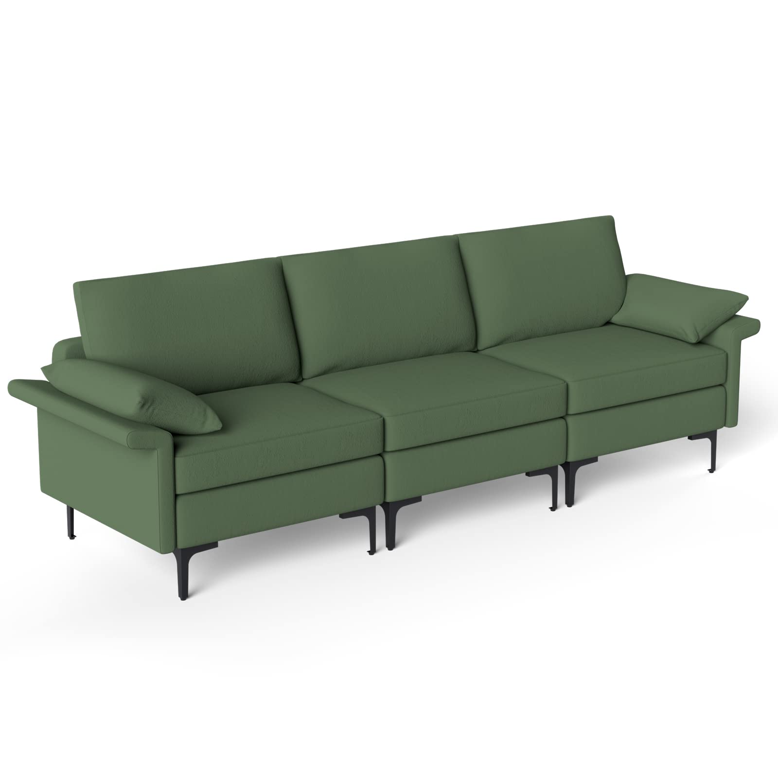 Giantex 3-Seat Sectional Sofa Couch, 100.5" L Convertible Sleeper with USB Port & Outlet 