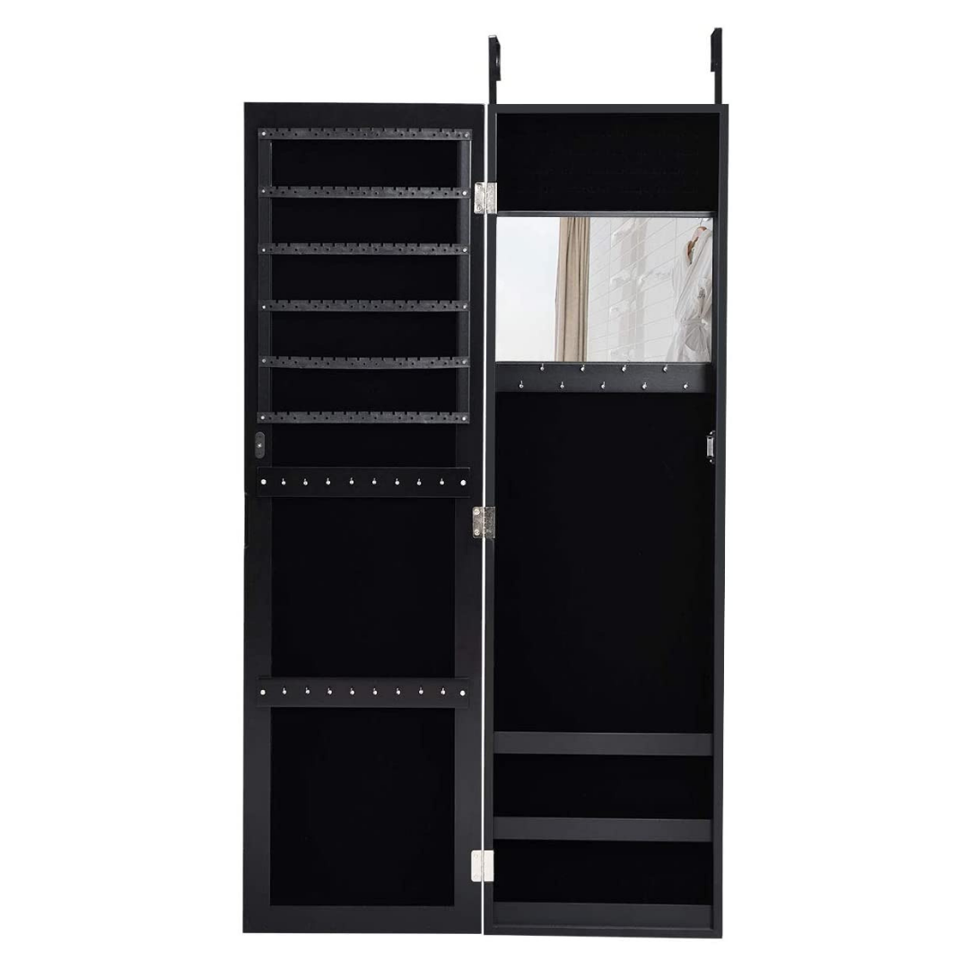 Jewelry Armoire Cabinet Wall Door Mounted with Full Length Mirror 