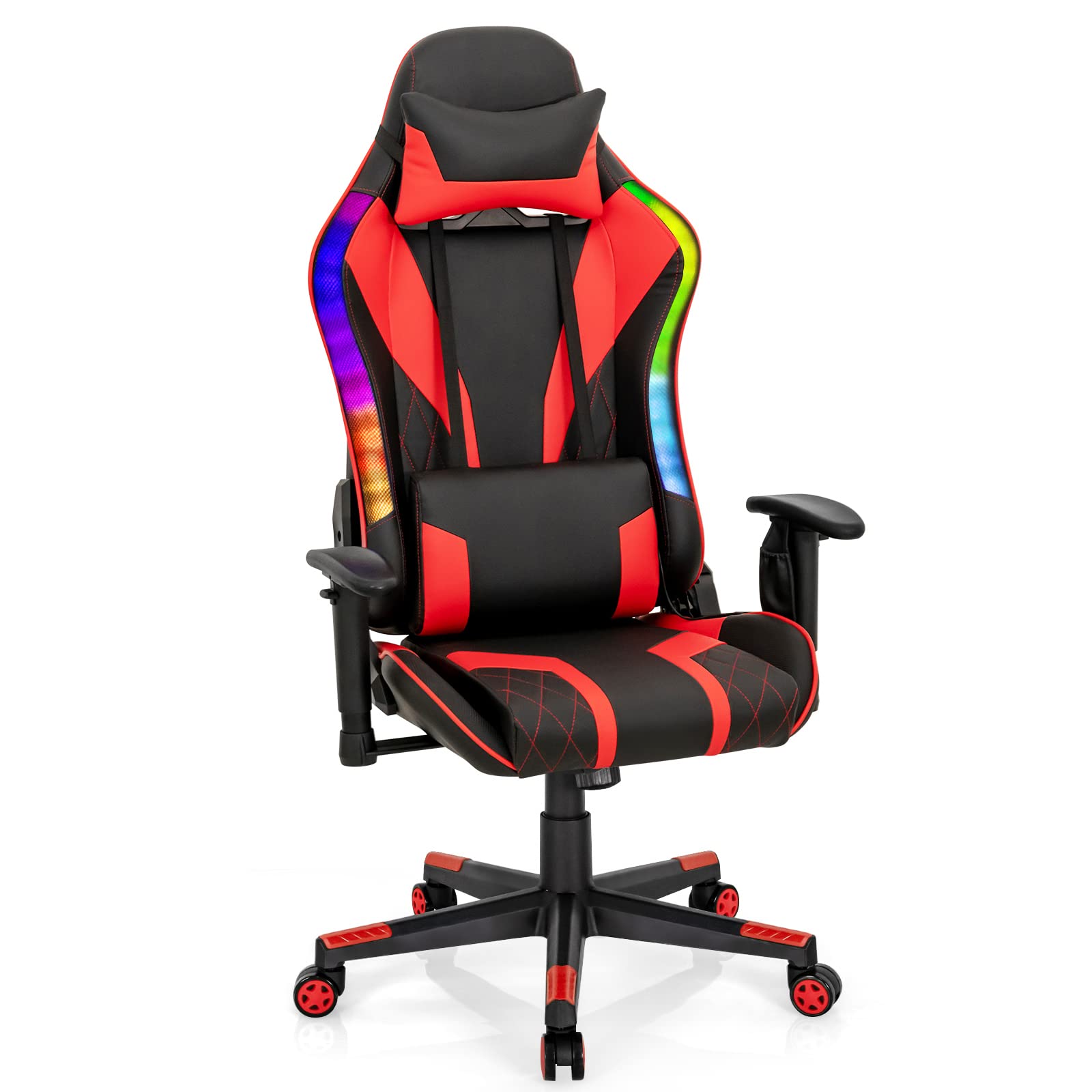 Giantex Gaming Chair with RGB LED Lights, Ergonomic Video Game Chair 