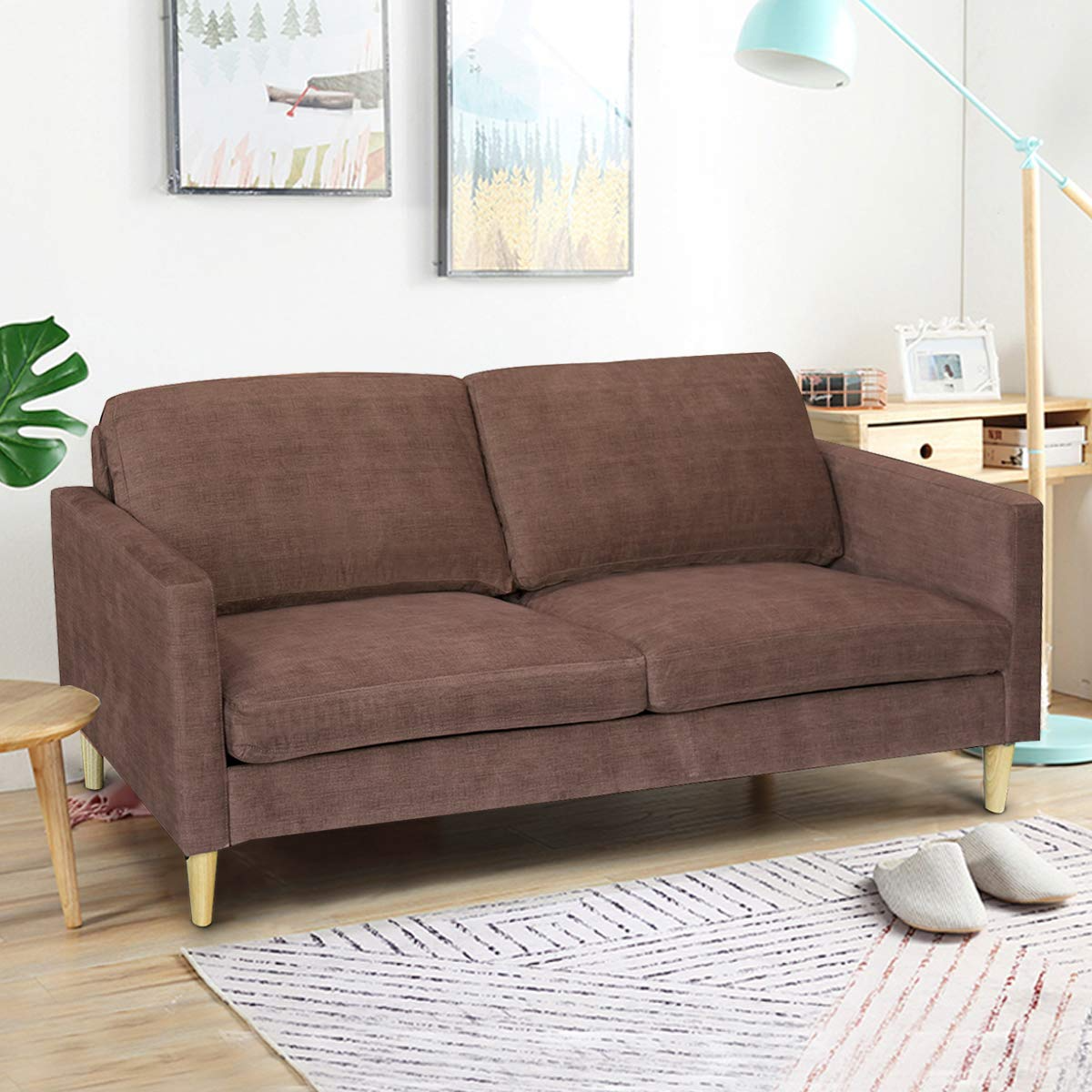 Giantex Modern Upholstered Accent Sofa, Fabric Futon Sofa Bed 