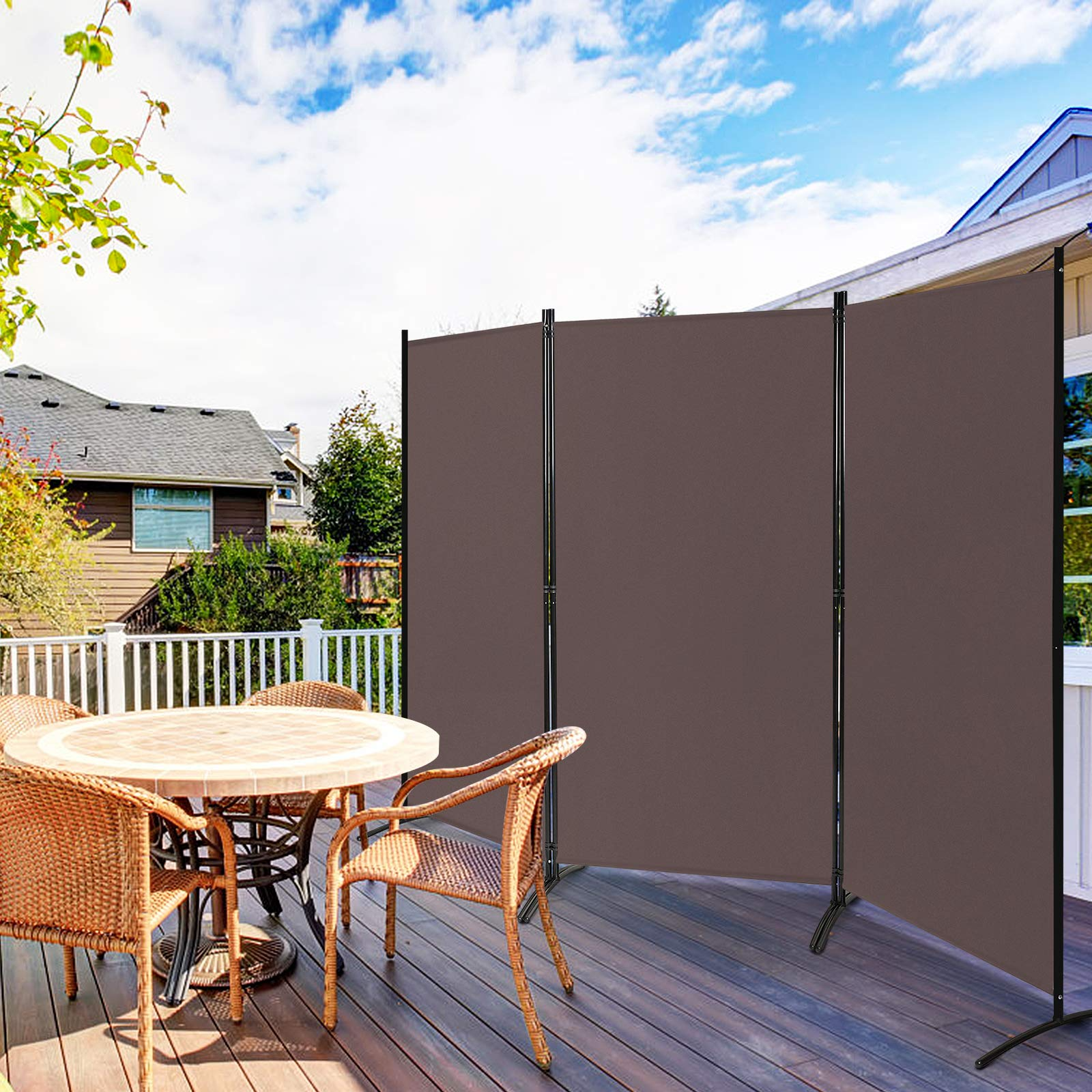 Giantex 6 Ft 3 Panel Room Divider, Folding Portable Privacy Screen w/ Durable Hinges Steel Base