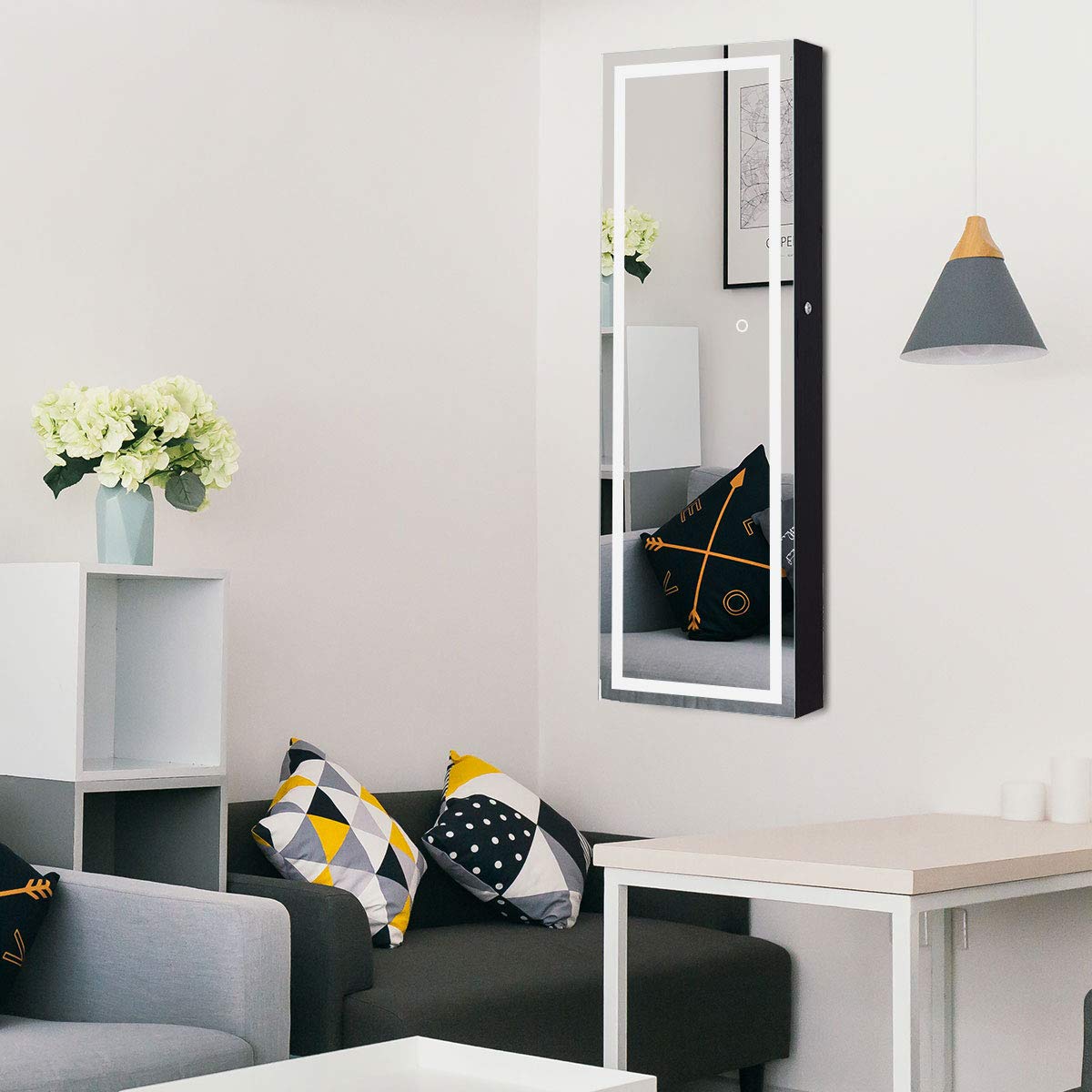 CHARMAID Jewelry Cabinet with LED Touch Screen Mirror 