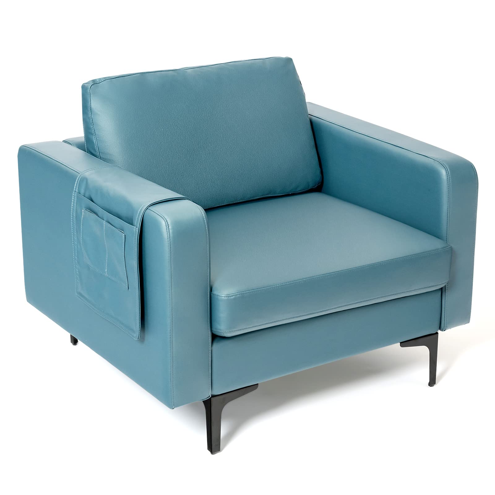Giantex Modern Accent Chair w/Comfy Thick Cushion, Magazine Pockets 