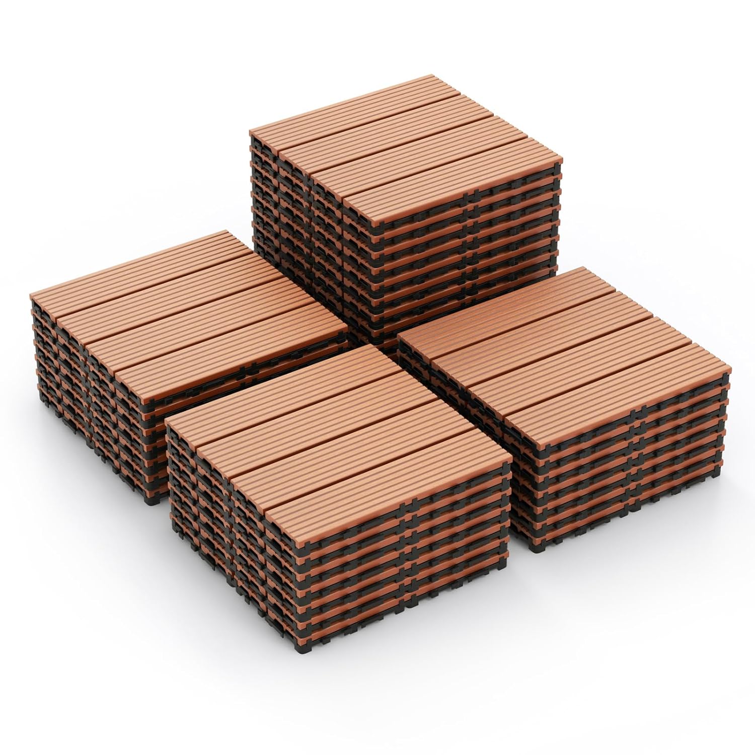 Giantex Interlocking Deck Tiles 18/36 Pack - 12 x 12 in Composite Outdoor Flooring Covering All Weather Use 