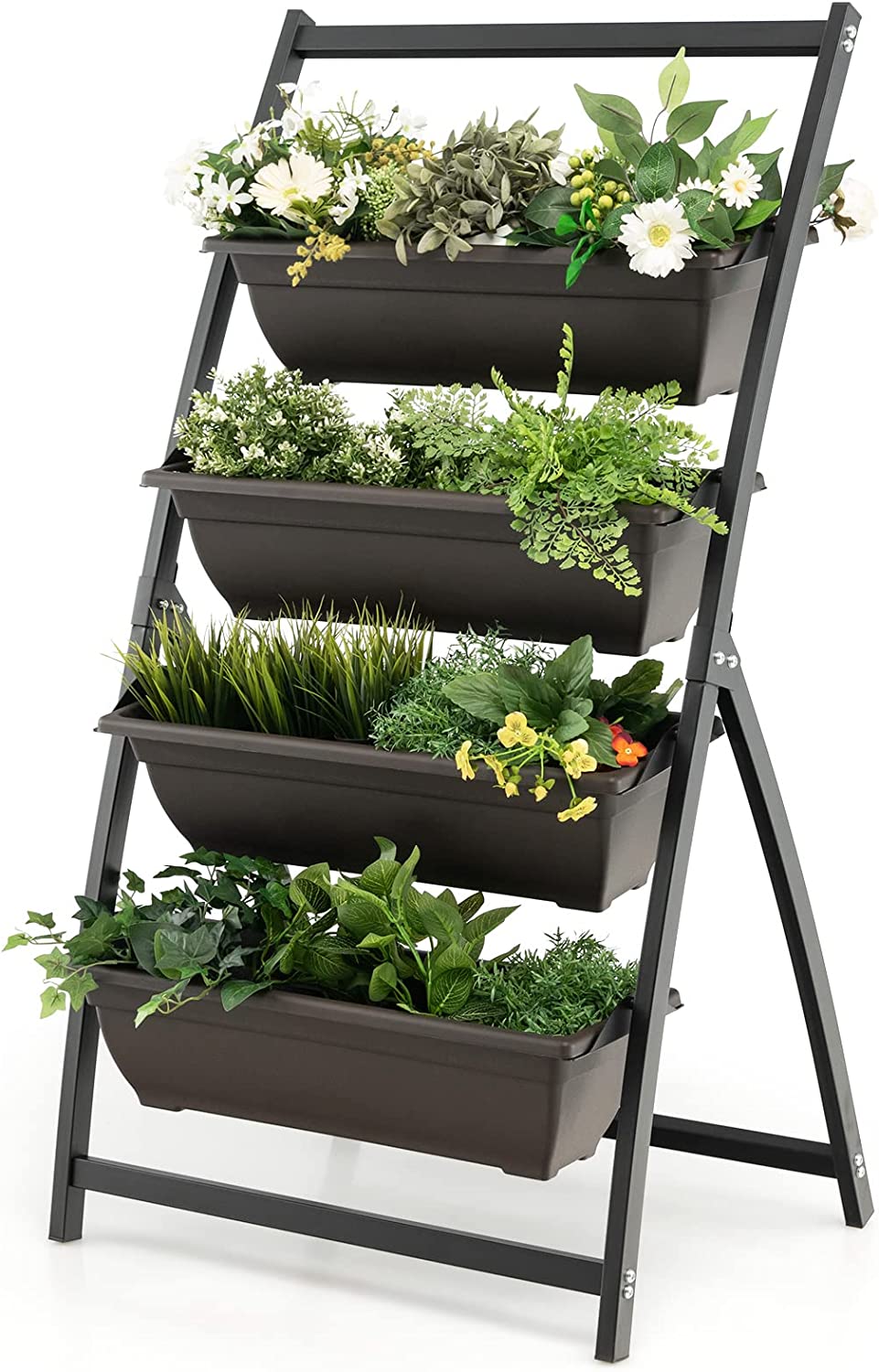 Giantex 2 Pcs 4.1FT Vertical Raised Garden Bed, 4-Tier Elevated Planter Box 
