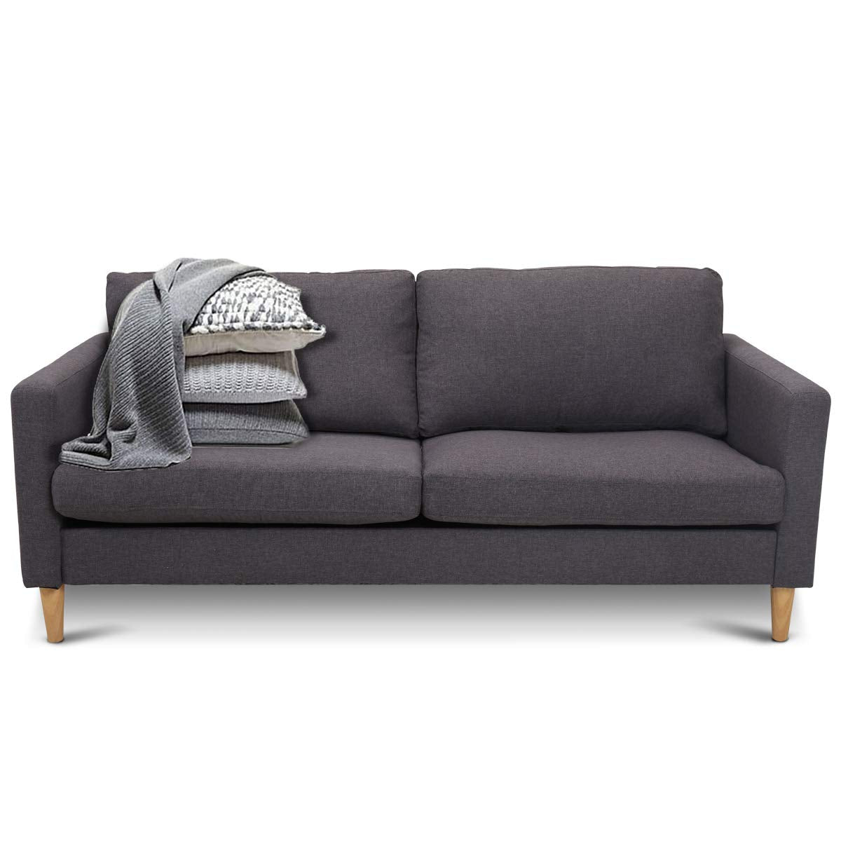 Giantex Modern Upholstered Accent Sofa, Fabric Futon Sofa Bed 