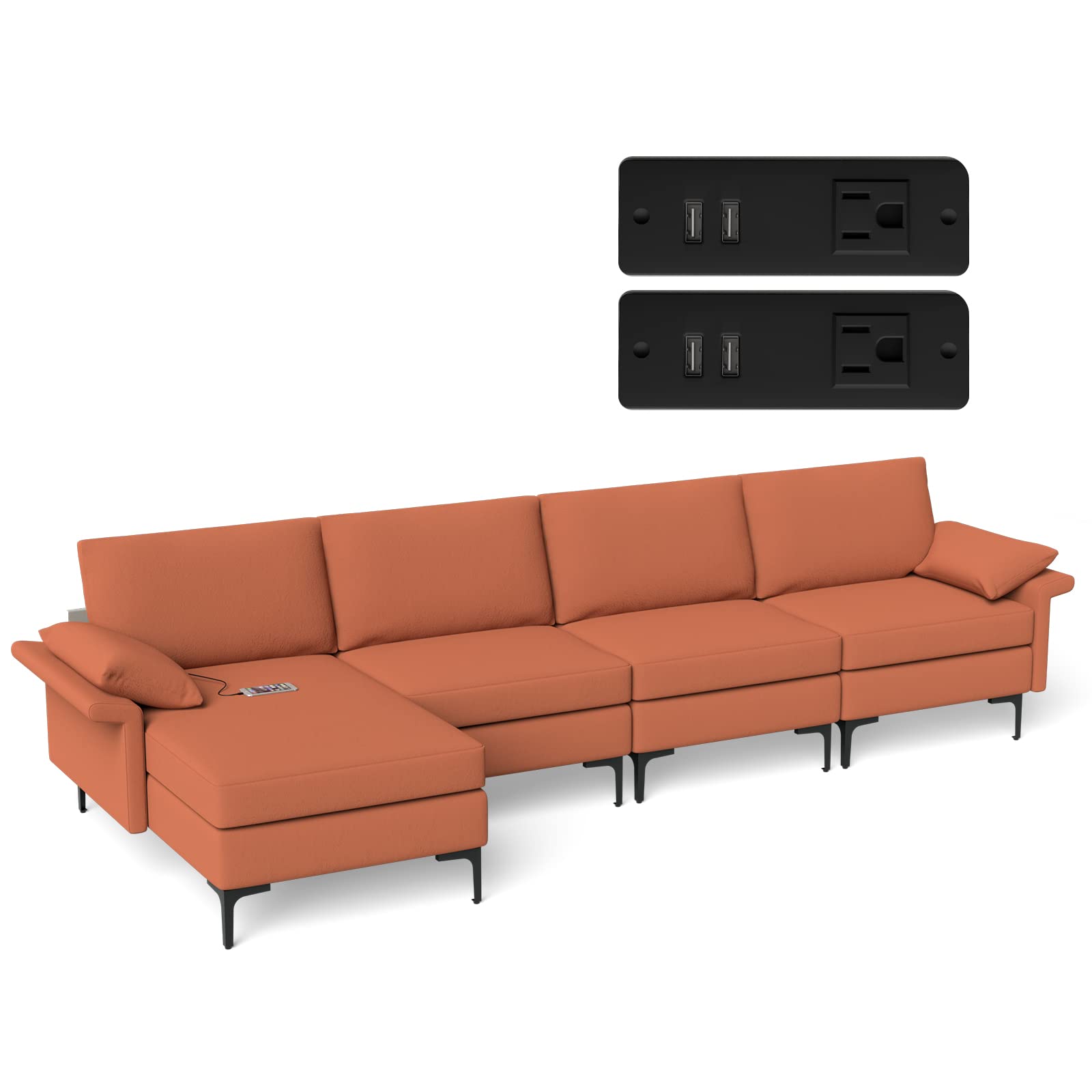 Giantex 130.5" L Convertible Sofa Couch, Sectional Sleeper 