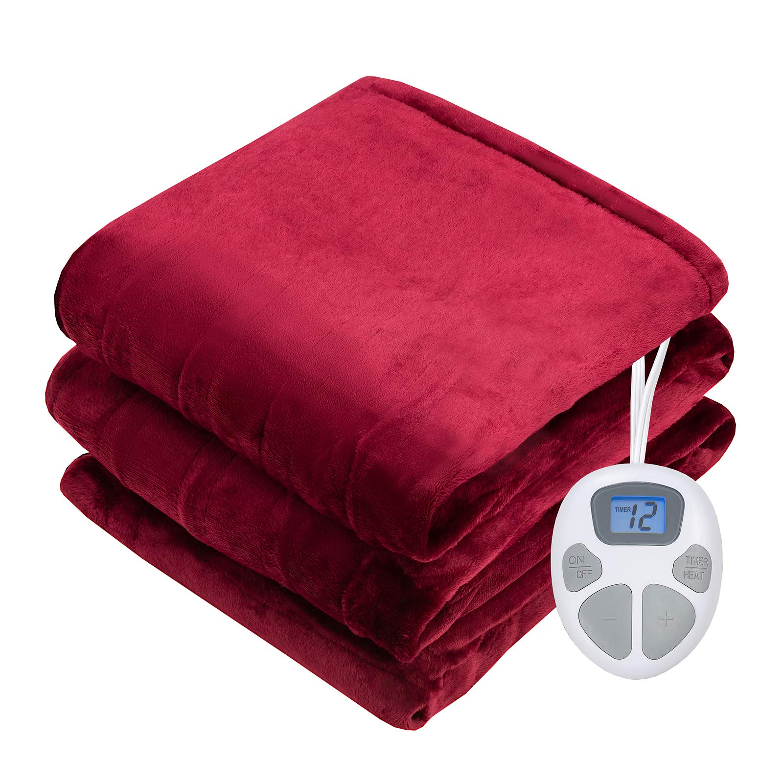 Giantex Electric Heated Blanket, Flannel Electric Blanket Throws, 10 Heating Levels, 8 Hours Auto Off 