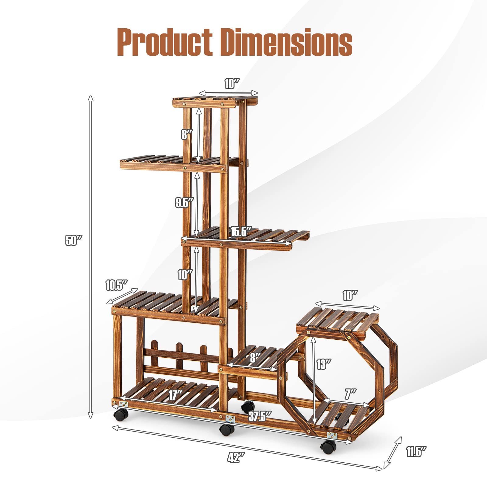 Giantex Rolling Wooden Plant Stand 