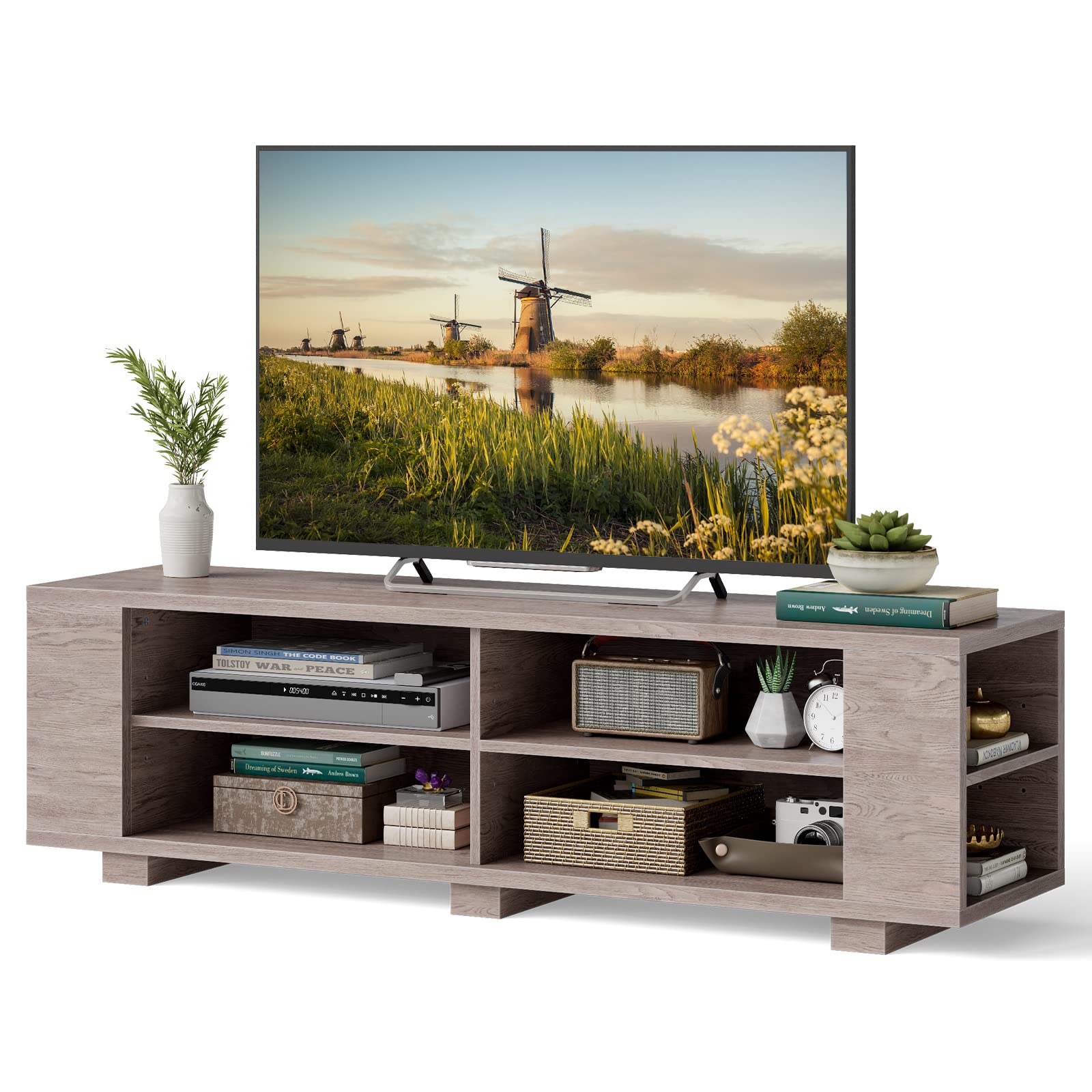 Giantex TV Stand Entertainment Center - Farmhouse Television Table up to 65 Inches TVs, 7 Colors 