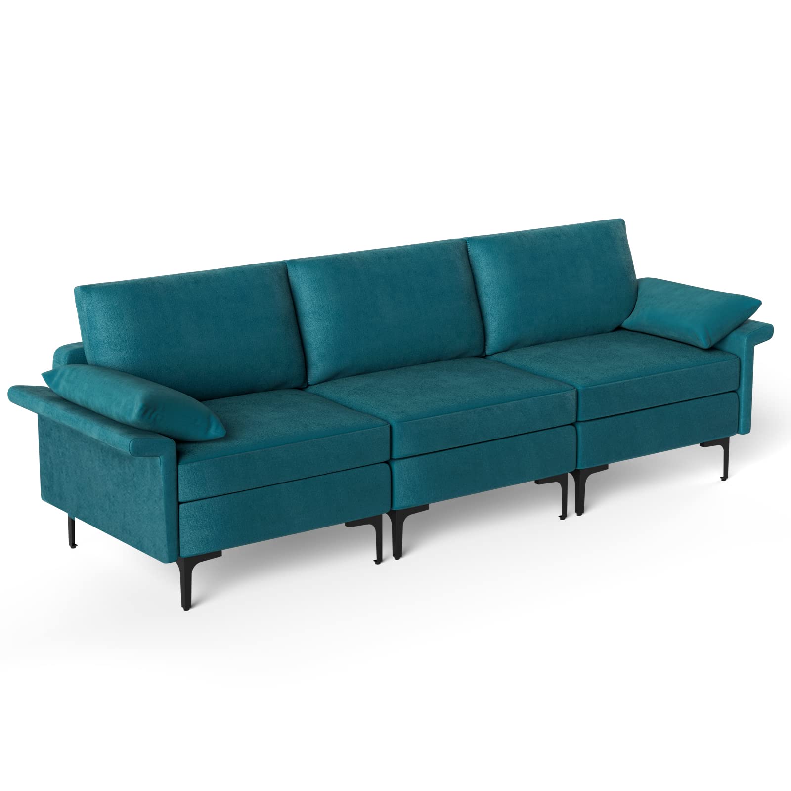 Giantex 3-Seat Sectional Sofa Couch, 100.5" L Convertible Sleeper with USB Port & Outlet 