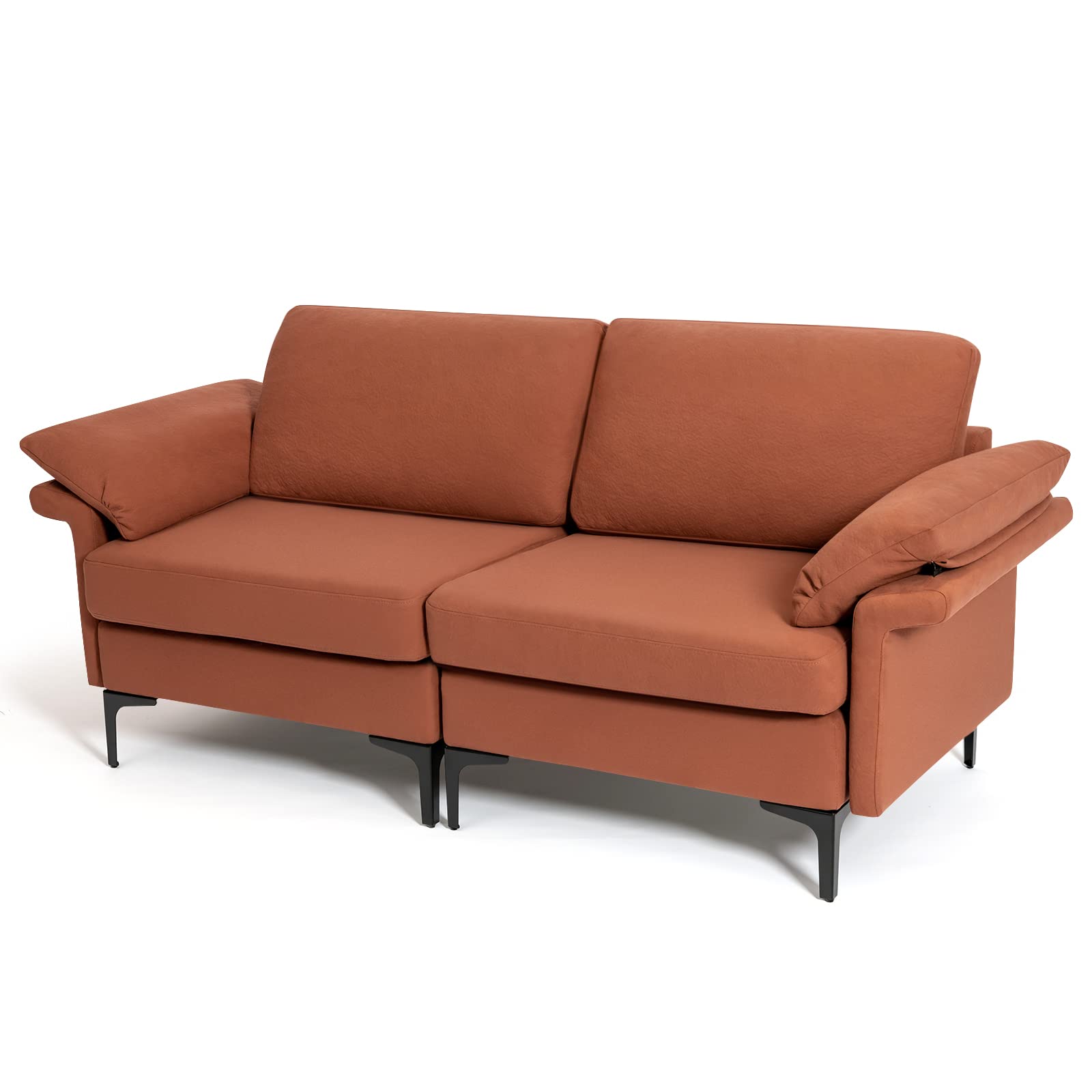 Giantex 72.5" L Loveseat, 2-Seat Sofa Couch with Removable Armrest Pillows 
