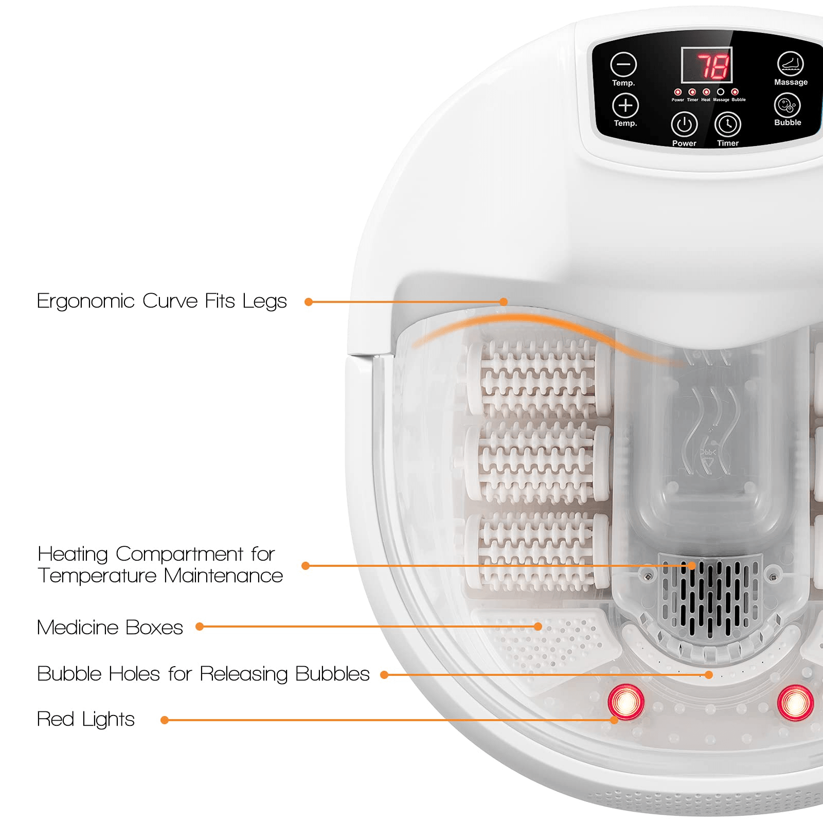 Giantex Foot Spa Bath Massager with Heat Bubbles, 6 Motorized Massage Rollers 