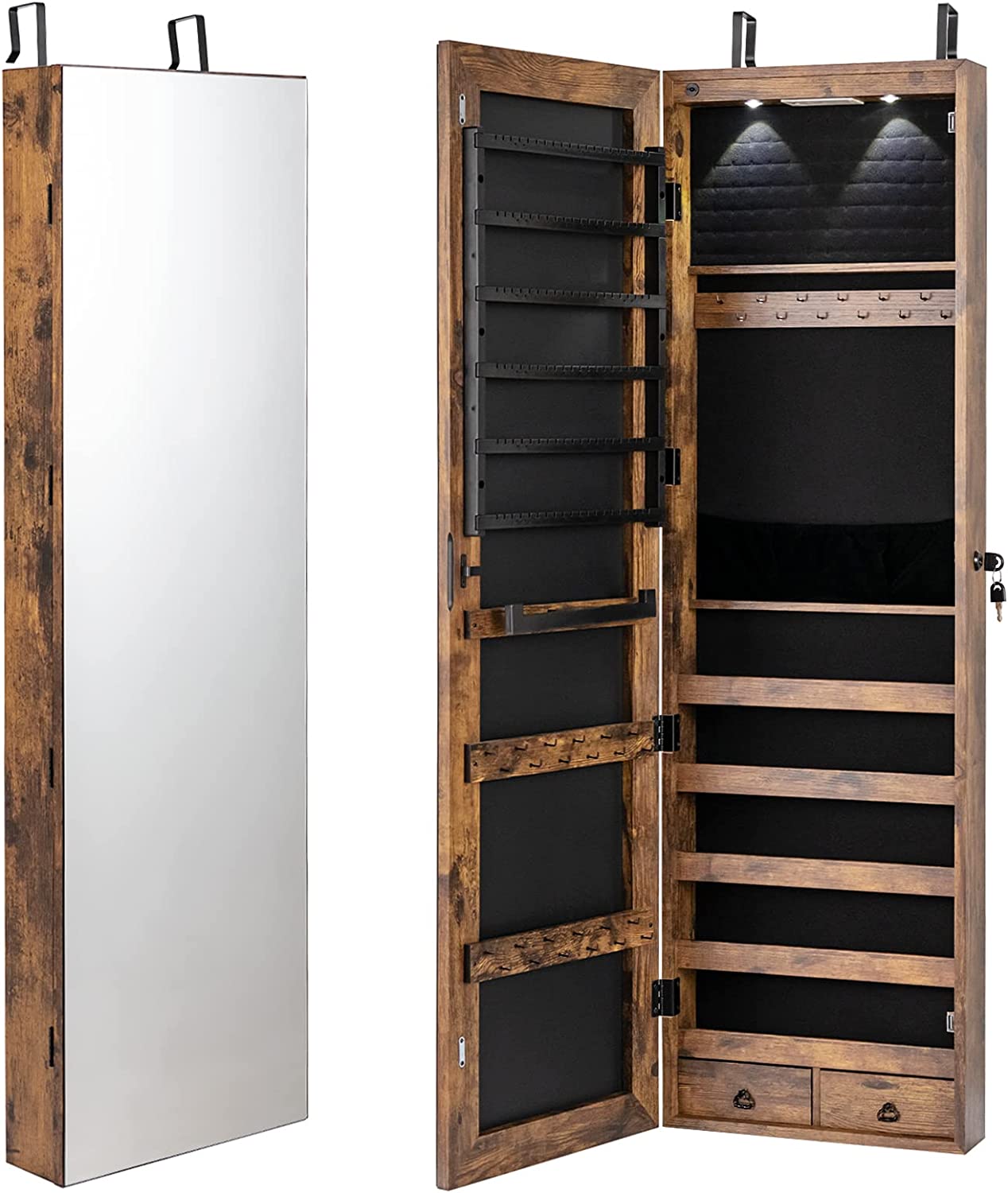 Wall Door Jewelry Armoire Cabinet with Full-Length Mirror