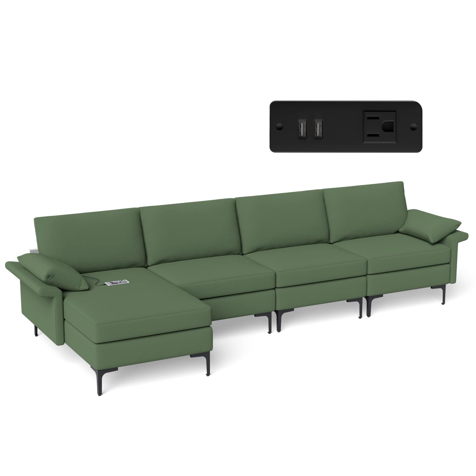 Giantex 130.5" L Convertible Sofa Couch, Sectional Sleeper 