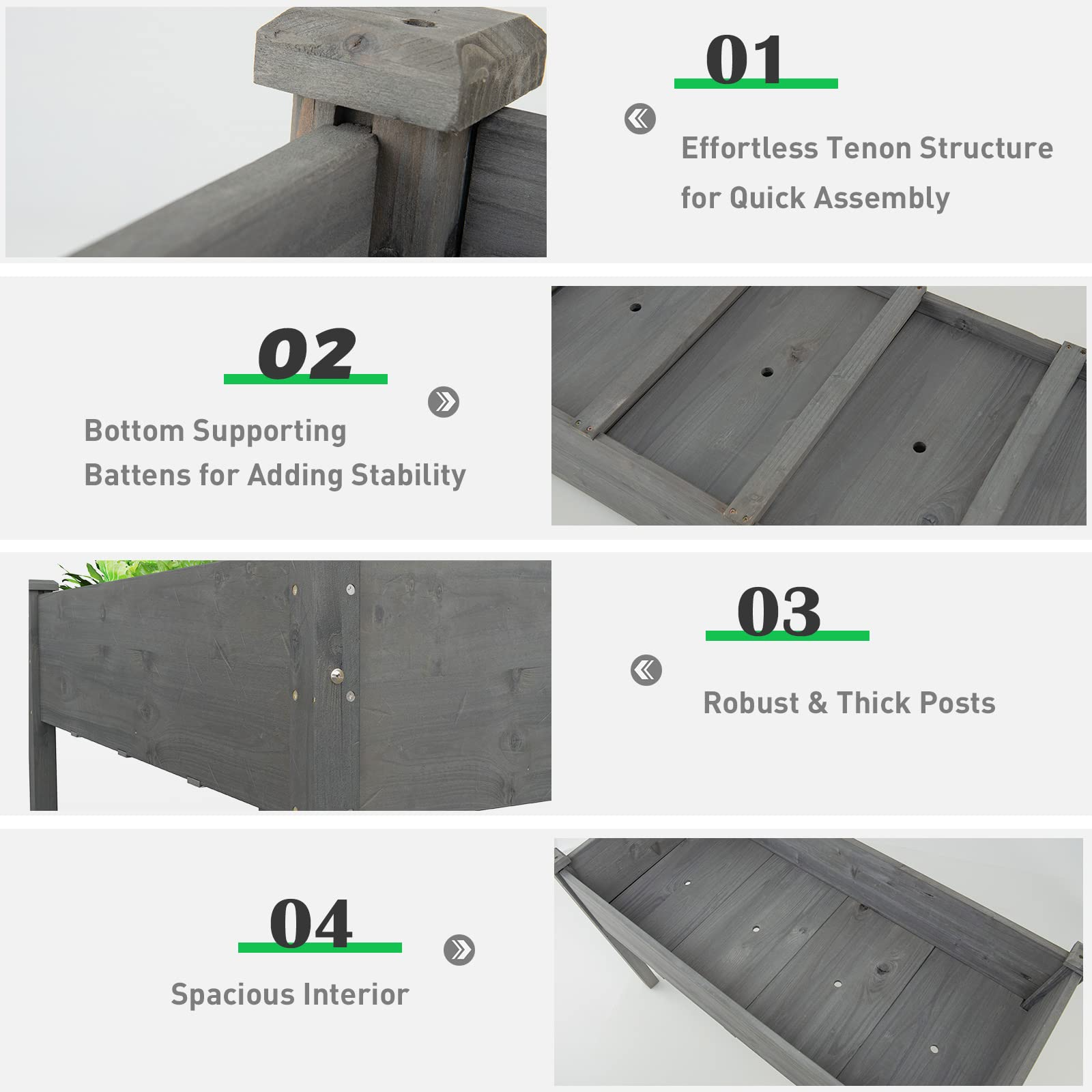 Raised Garden Bed with Legs, 49" L x 23" W x 30" H 