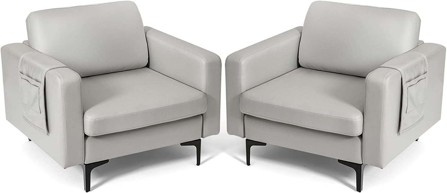 Giantex Modern Accent Chair w/Comfy Thick Cushion, Magazine Pockets 