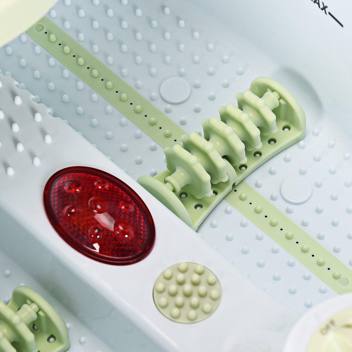 Giantex Foot Bath Massager Spa, Warm Heat Bubbles Electric Handheld Pedicure Feet Scrubber Removable Cover Vibration Massage (Green) 