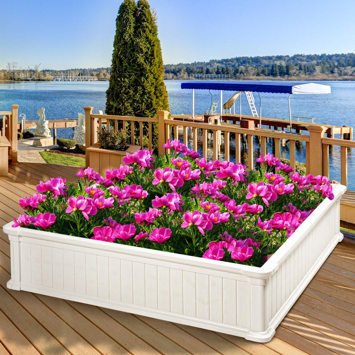 Planter for Flower Vegetables (48.5''Lx48.5''Wx12''H, Brown) 