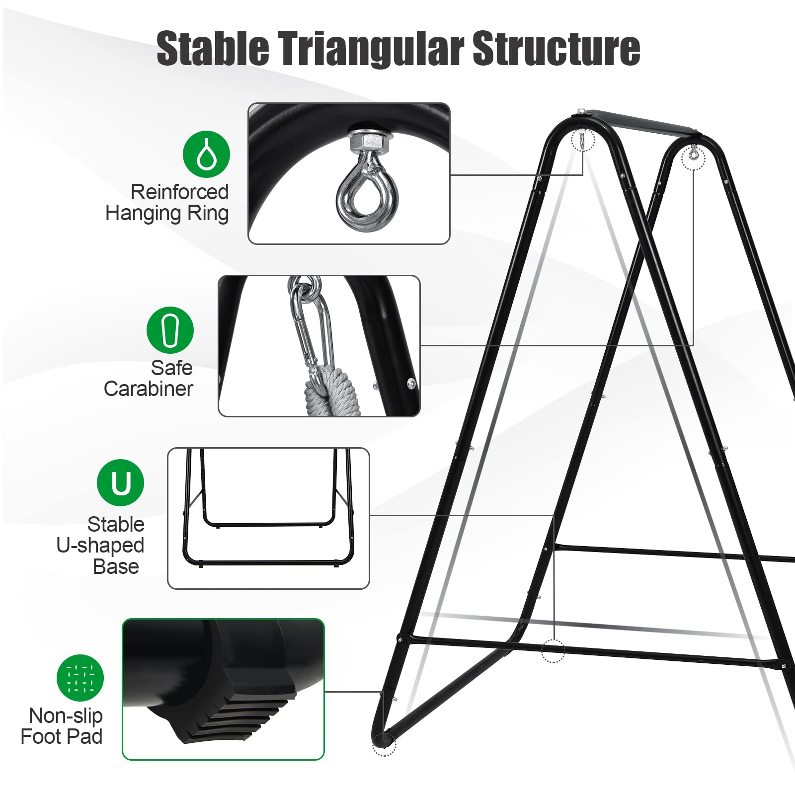 Heavy-Duty Powder-Coated Steel Stand with Hanging Swing Chair 