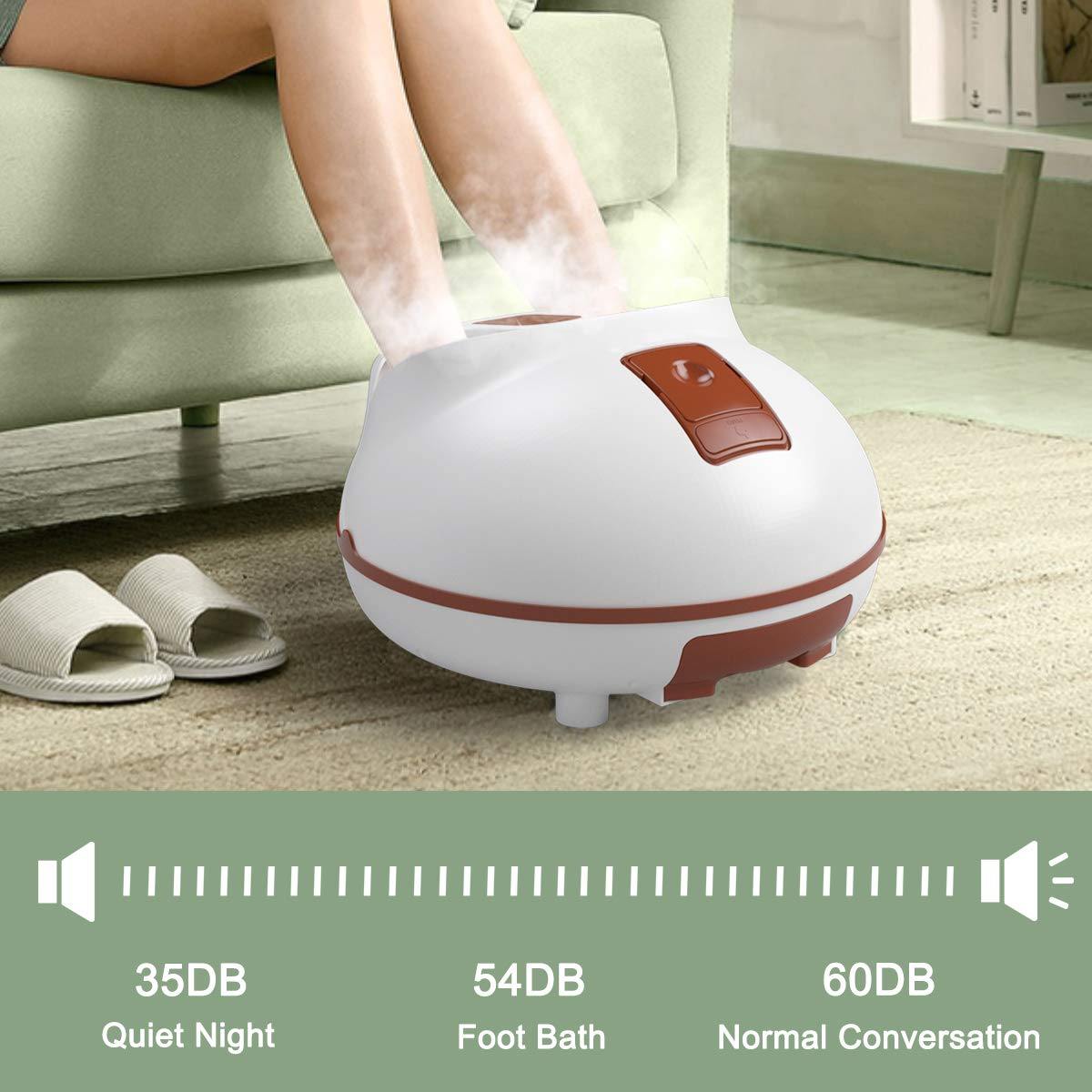Giantex Steam Foot Spa Bath Massager w/3 Heat Levels, Pedicure Massage Rollers, Foot Spa Massager for Stress Relief (Brown/Gray) 