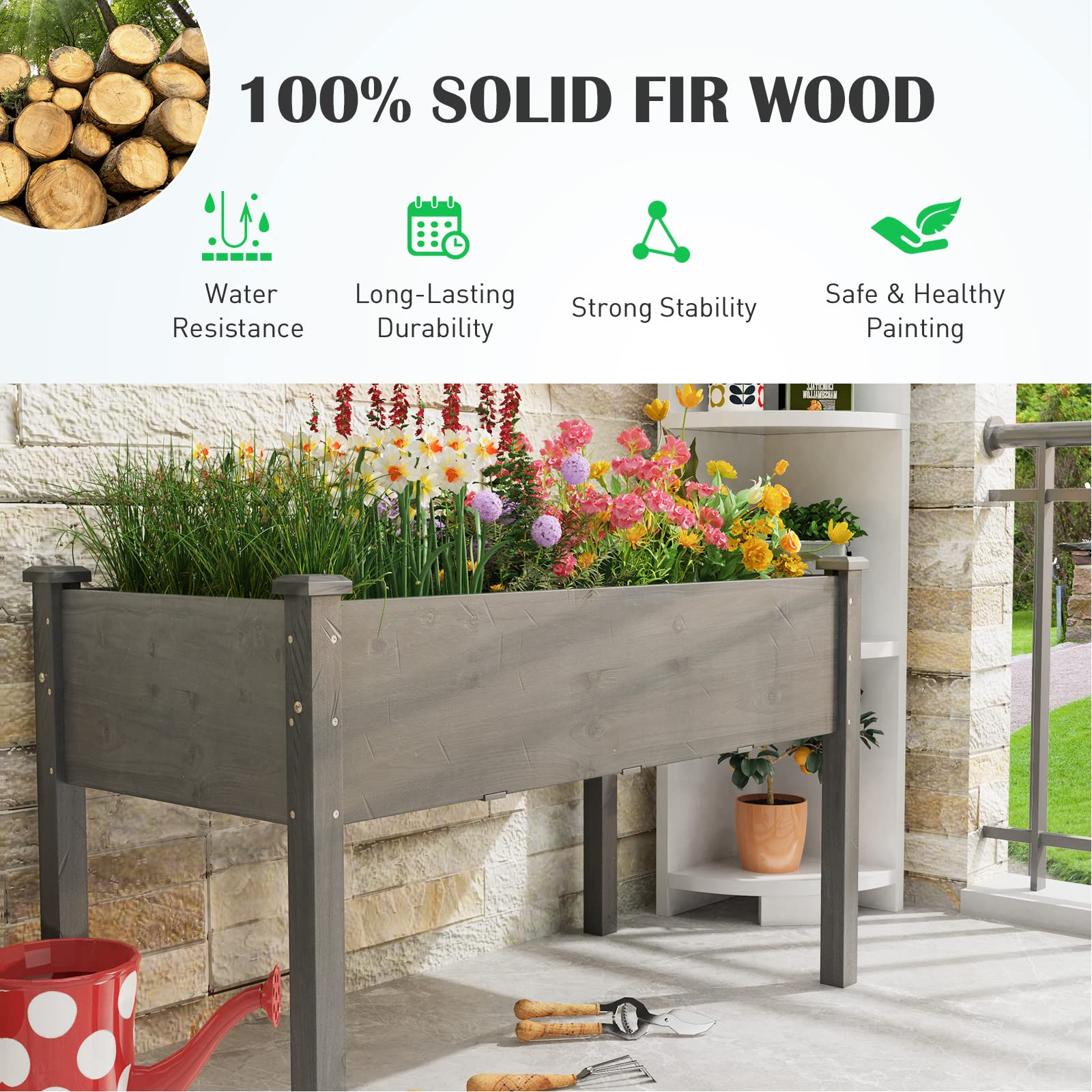 Raised Garden Bed with Legs, 49" L x 23" W x 30" H 