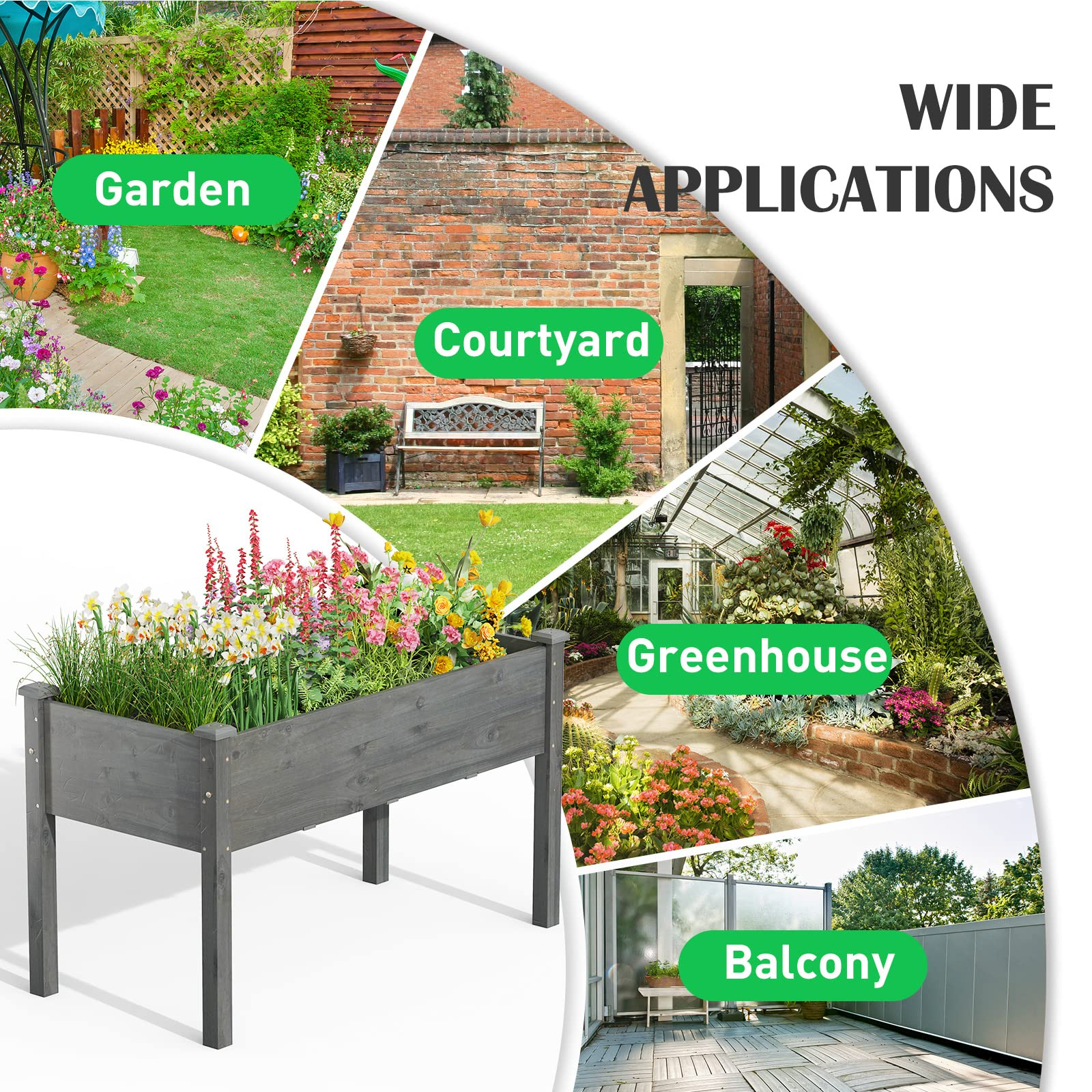 Raised Garden Bed with Legs, 49" L x 23" W x 30" H 