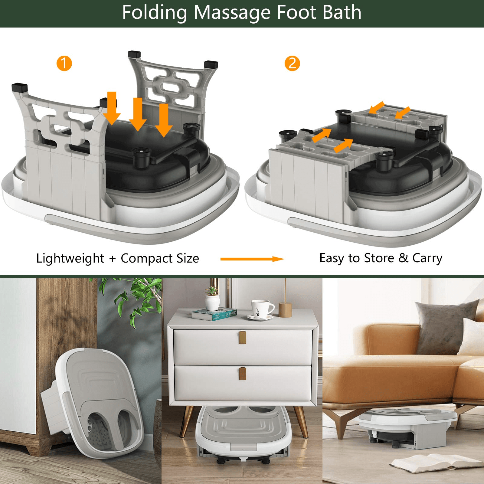 Giantex 6 in 1 Foot Spa Bath Massager Collapsible, Pedicure Tub Bath w/Folding Cover, Feet Salon Tub (Blue/Gray) 