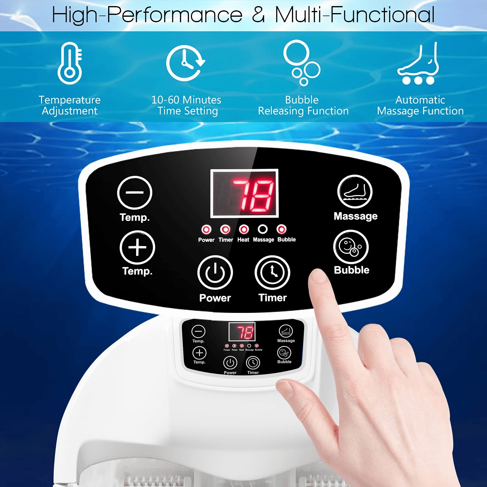 Giantex Foot Spa Bath Massager with Heat Bubbles, 6 Motorized Massage Rollers 