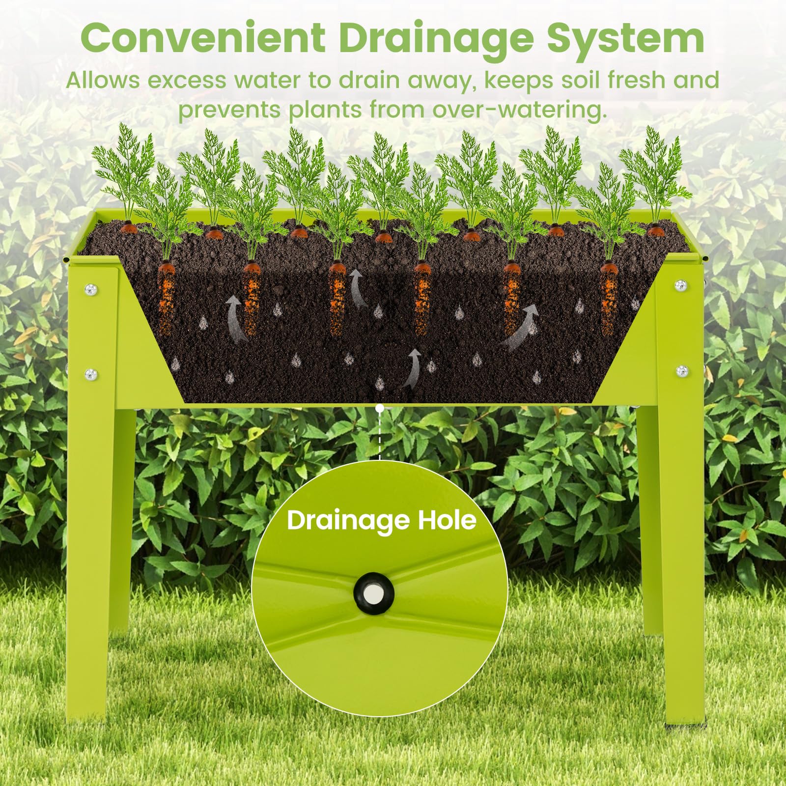 Giantex Raised Garden Bed, Metal Planter Box with Legs, Drain Hole, Outdoor Indoor Elevated Garden Box 