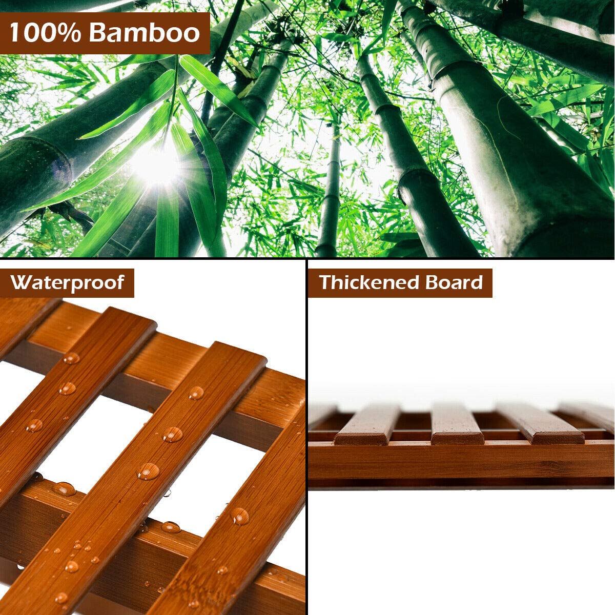 Giantex 3 Tier Folding Storage Shelf, Bamboo Ladder Plant Stand 