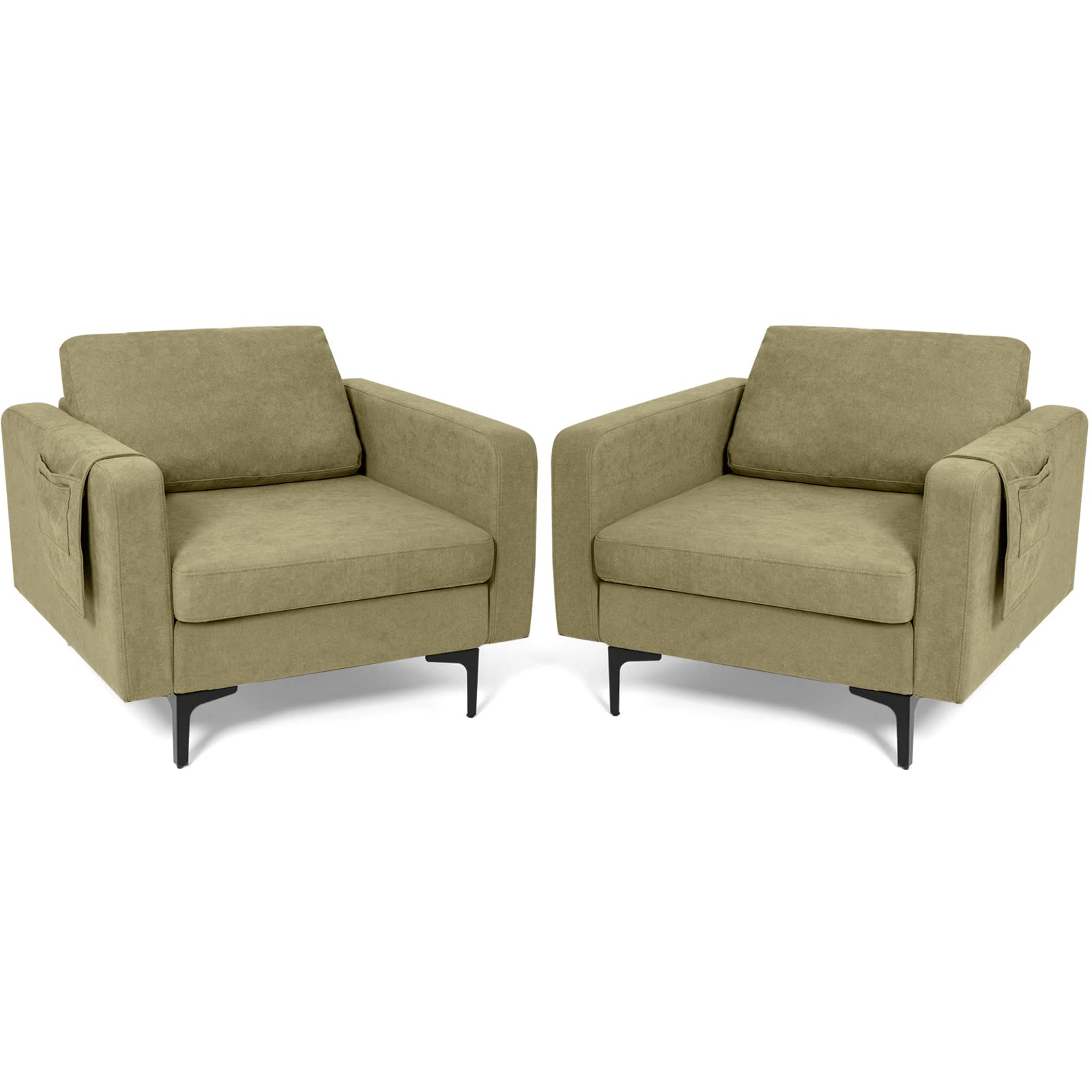 Giantex Modern Accent Chair w/Comfy Thick Cushion, Magazine Pockets 