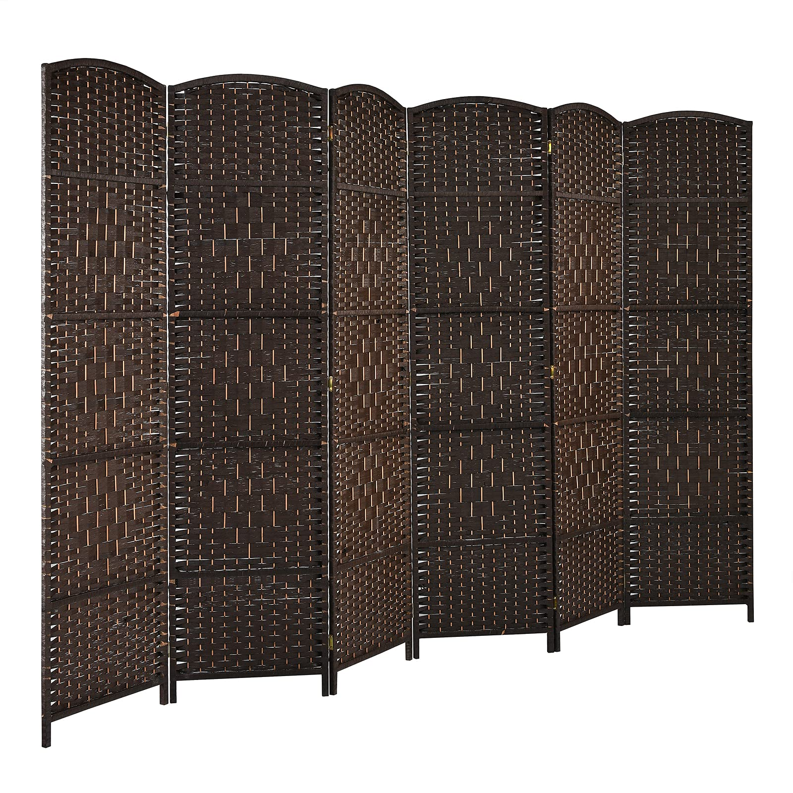 Giantex 6 Panel 6 Ft Tall Room Divider, Freestanding Wood Partition Room Dividers (Black/Brown)