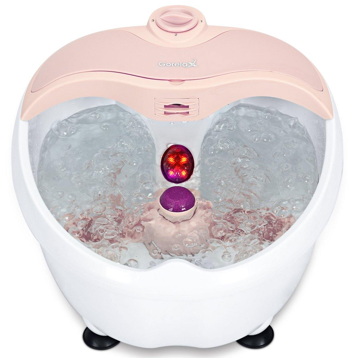 Giantex Foot Bath Massager Spa, Double-Layer Barrel Non-Cracking Foot Baths w/Callus Remover (Pink) 