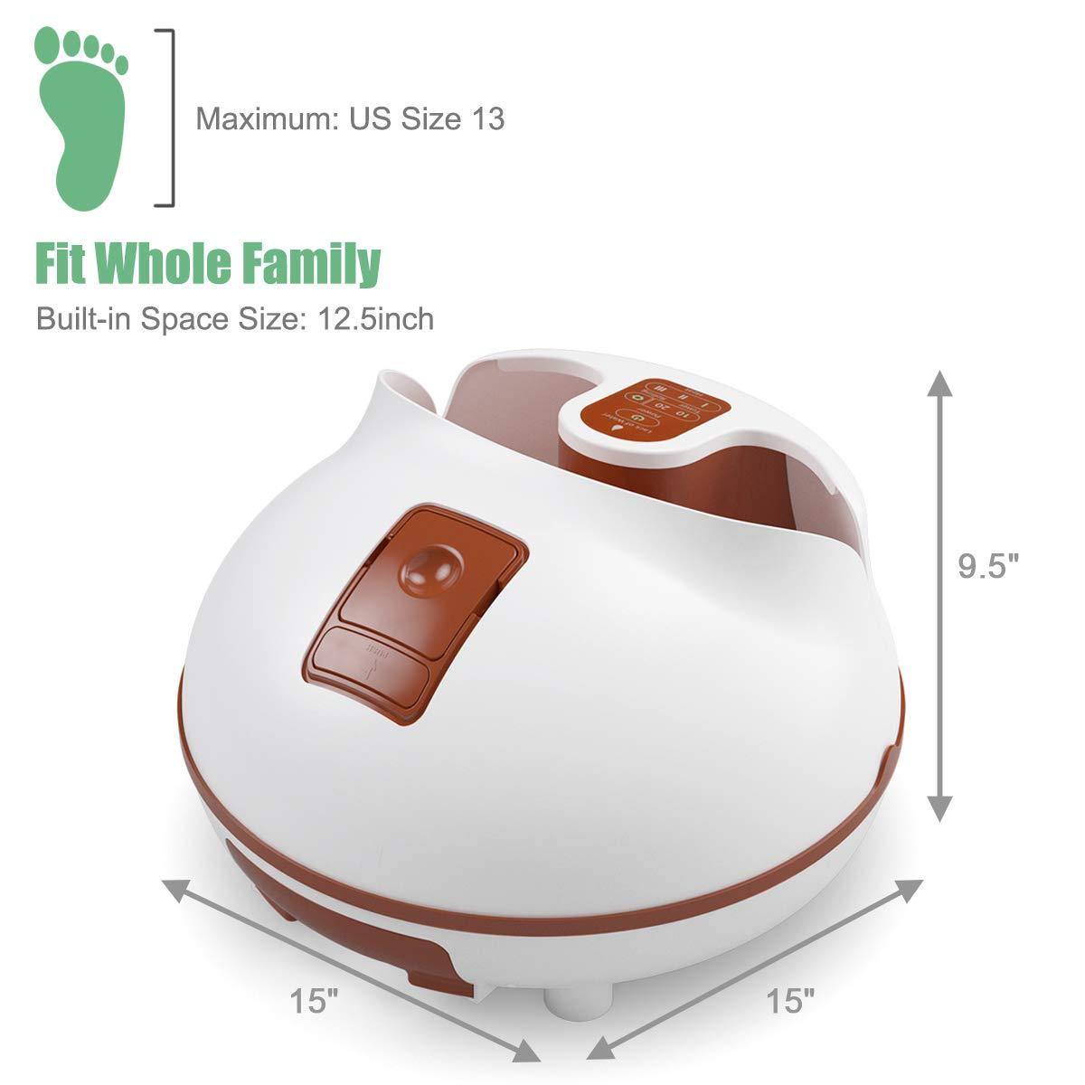 Giantex Steam Foot Spa Bath Massager w/3 Heat Levels, Pedicure Massage Rollers, Foot Spa Massager for Stress Relief (Brown/Gray) 