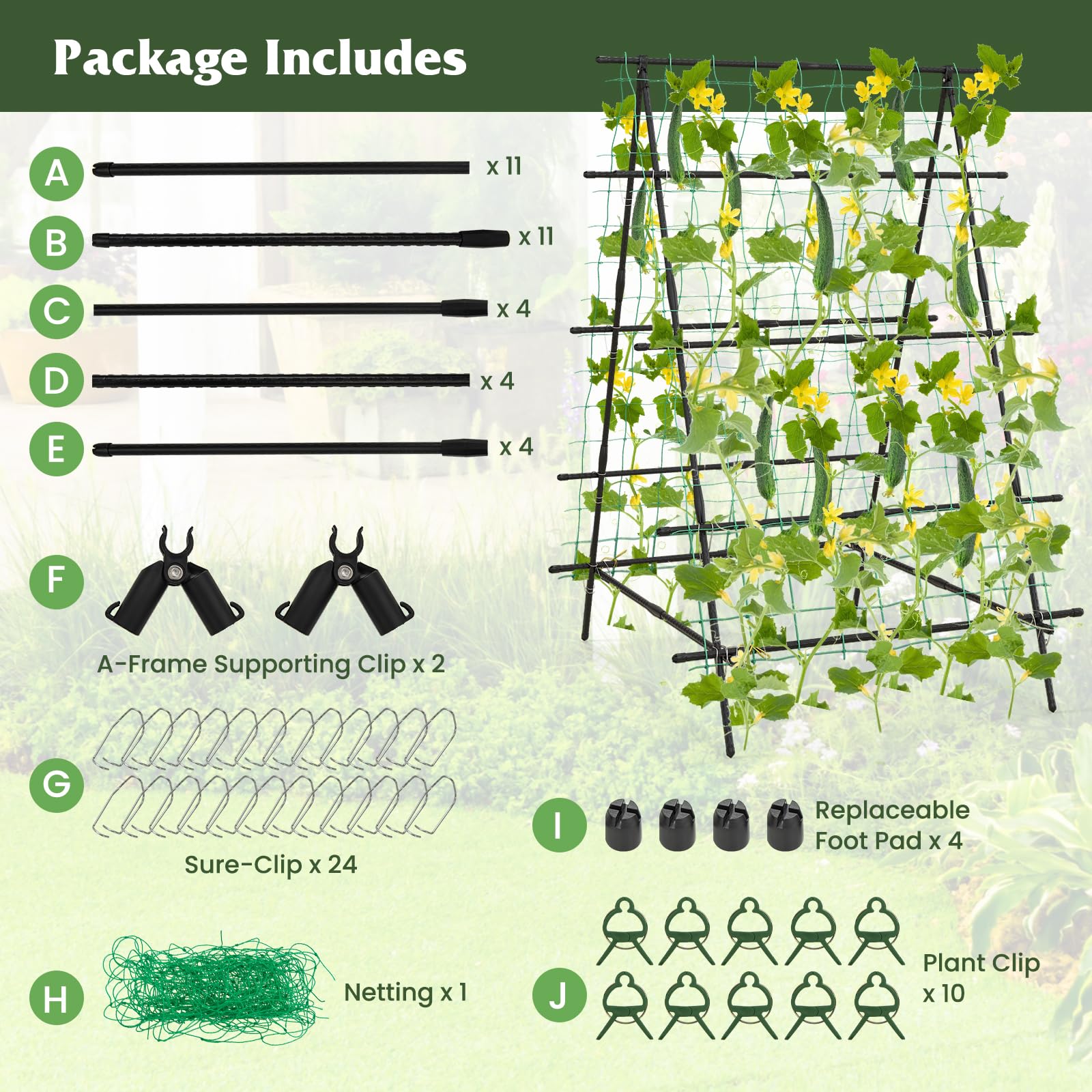 Giantex Cucumber Trellis, Trellis for Climbing Plants Outdoor 