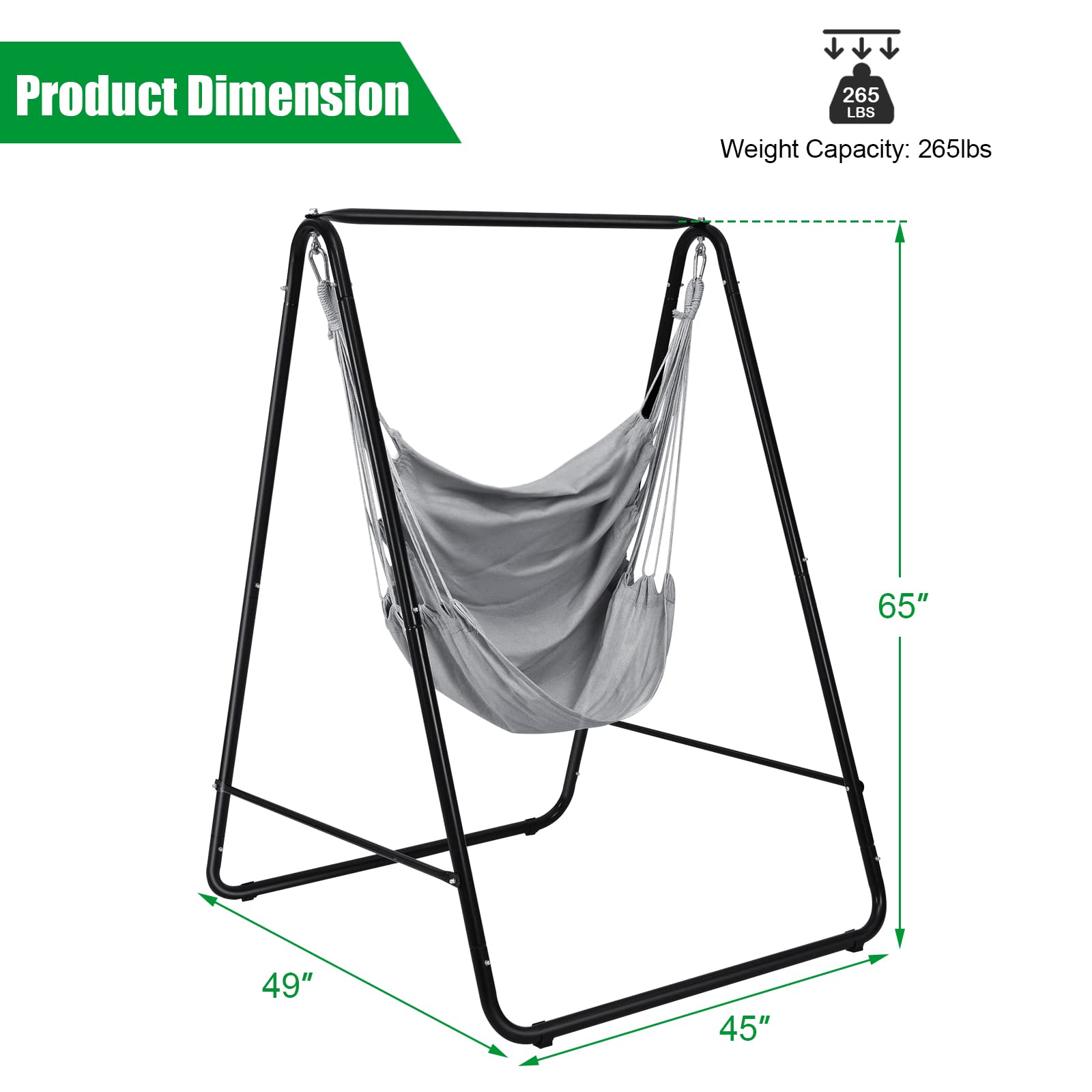 Heavy-Duty Powder-Coated Steel Stand with Hanging Swing Chair 